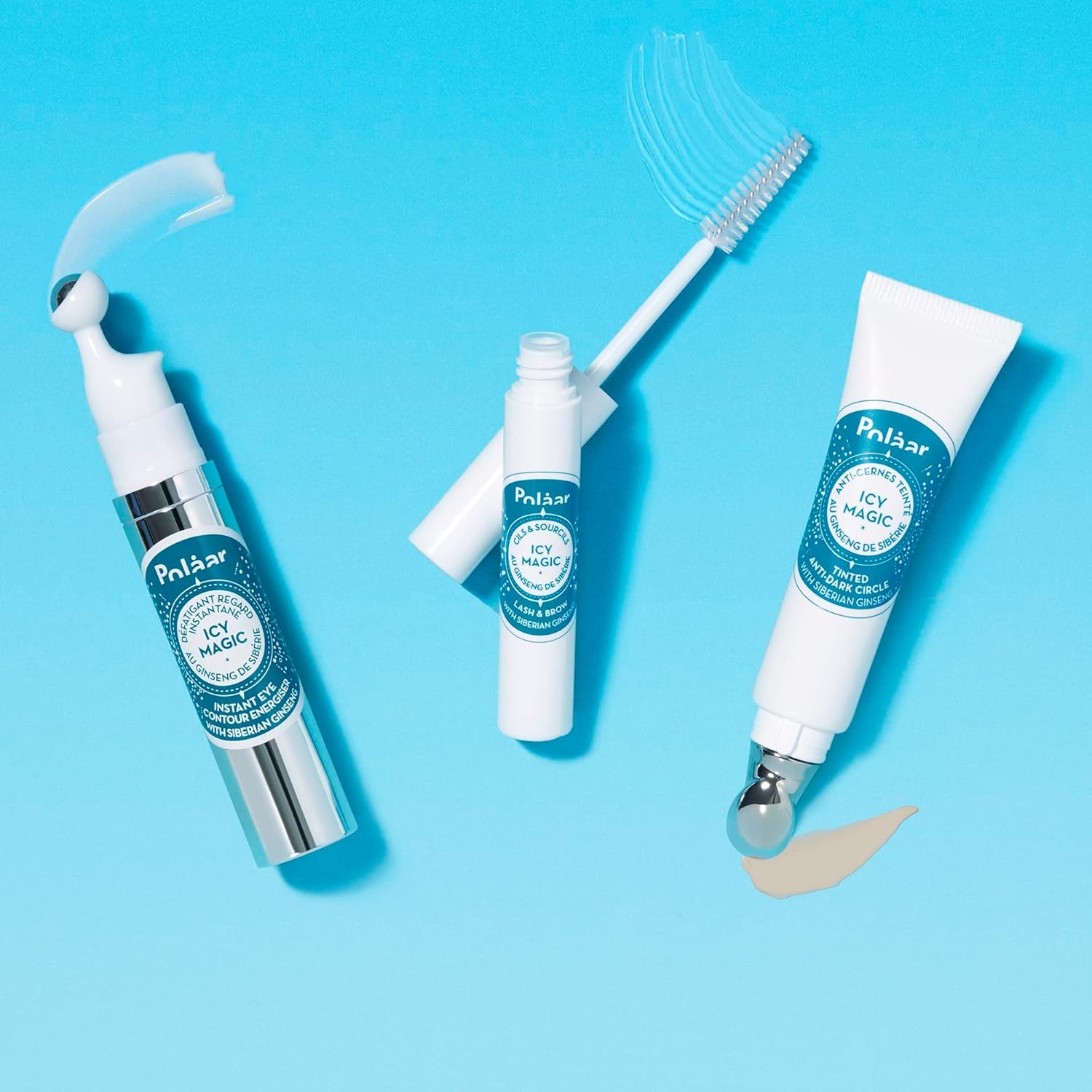 Polåar - Icy Magic Getönter Anti-Augenringe Mit Sibirischem Ginseng - Halb Pflege, Halb Make-Up- Abschwellender Metallapplikator - 97% Natürlich, Vegan, Made in France, Parfümfrei - 15 Ml