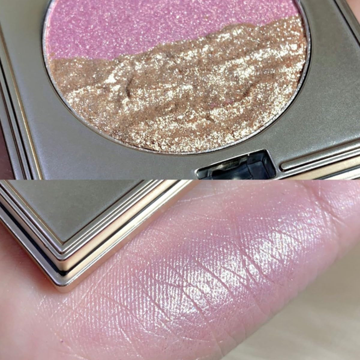KARLOR 2-In-1 Highlighter Blush Puder, Rosa & Golden Highlighter Blush Palette Make up Highlighter Gesicht Puder Blush Wange Highlighter Nase Hals Glitzer Lidschatten Perlmutt Highlighter Rouge(02)