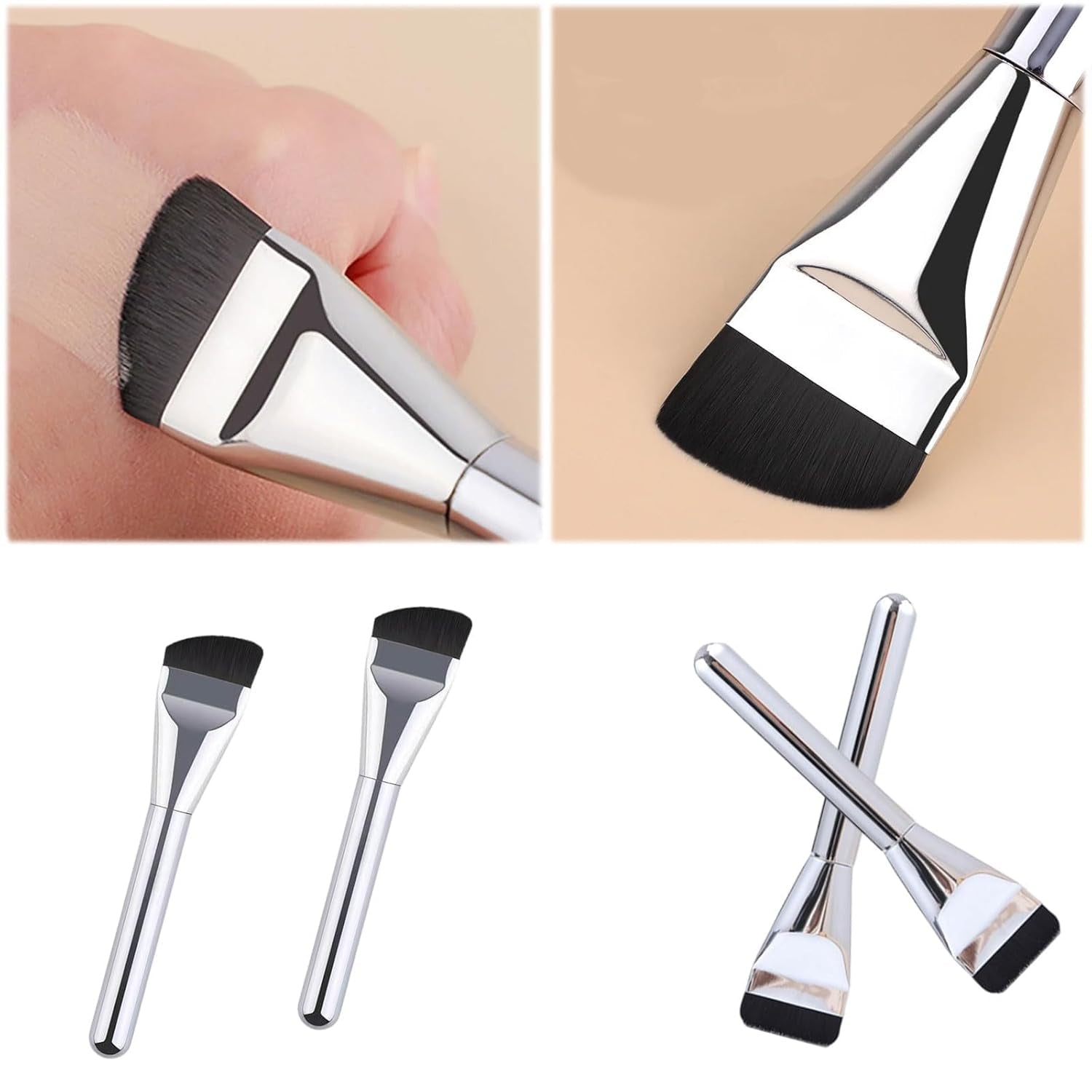 4 Stück Foundation Pinsel Makeup Concealer Brush, Makeup Concealer Brush,Flacher Make up Pinsel Foundation,Ultra Dünn Concealer Pinsel,Für Foundation, Concealer, Gesichtsmaske Usw.