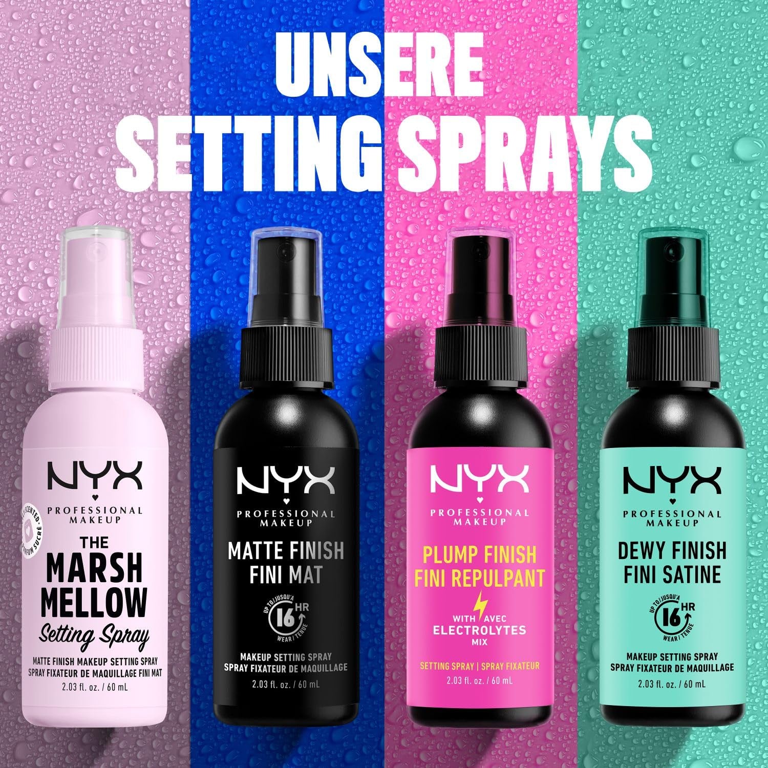 NYX Professional Makeup Setting Spray, Langanhaltende Textur, Fixierendes Spray, Leichte, Vegane Formel, Matte Finish, 60 Ml