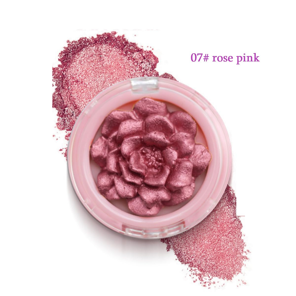 KARLOR 3D Rose Highlighter, Gesicht Highlighter Makeup Rosa Highlighter Puder Palette 3D-Geformt Rosenblüten Blush Schimmer Pink Highlighter Palette Glitzer Gesicht Wange Nase Aufhellen(07 Rosa)