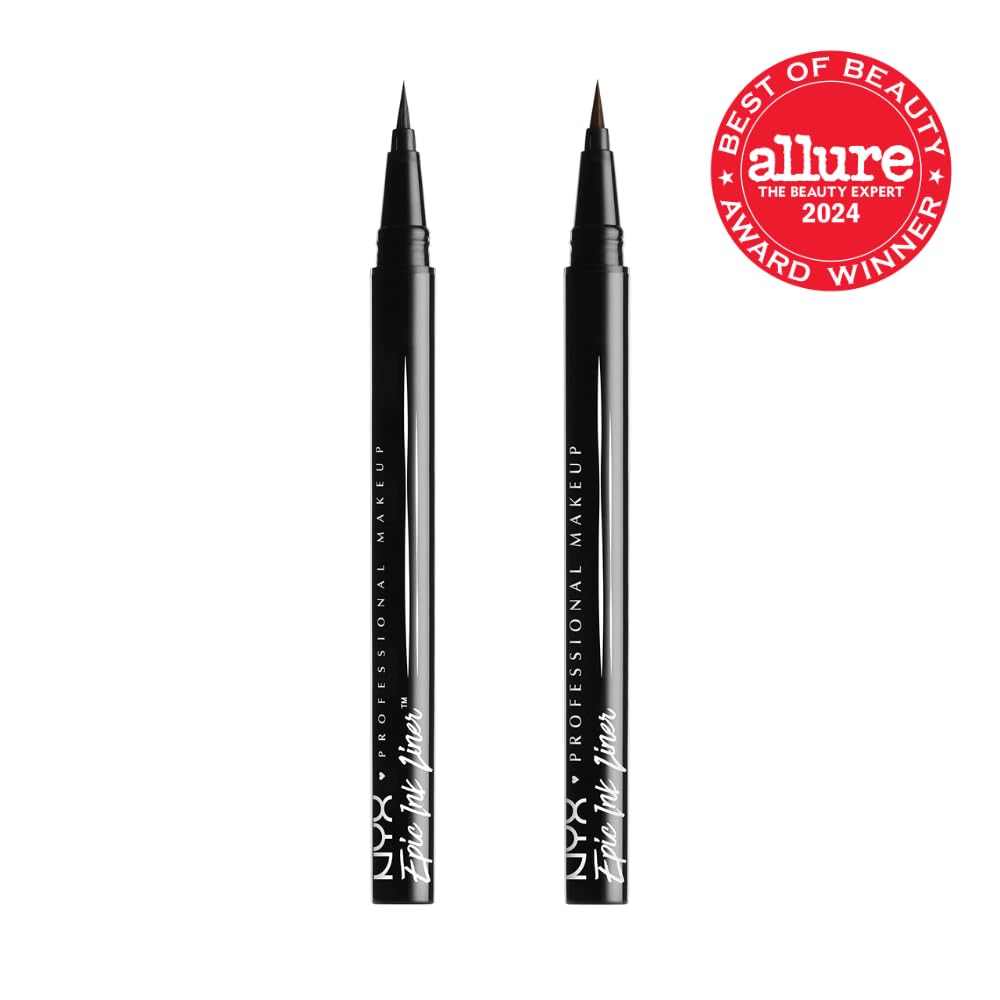 NYX PROFESSIONAL MAKEUP Epic Ink Liner, Wasserfester Flüssiger Eyeliner, Schwarz (2 Stück), Vegane Formel