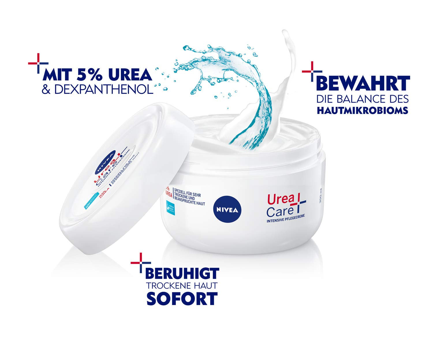 NIVEA Urea + Care Intensive Pflegecreme (300 Ml), Feuchtigkeitscreme Pflegt Und Beruhigt Trockene & Beanspruchte Haut, Urea Creme Spendet Wertvolle Feuchtigkeit (Packung Mit 2)