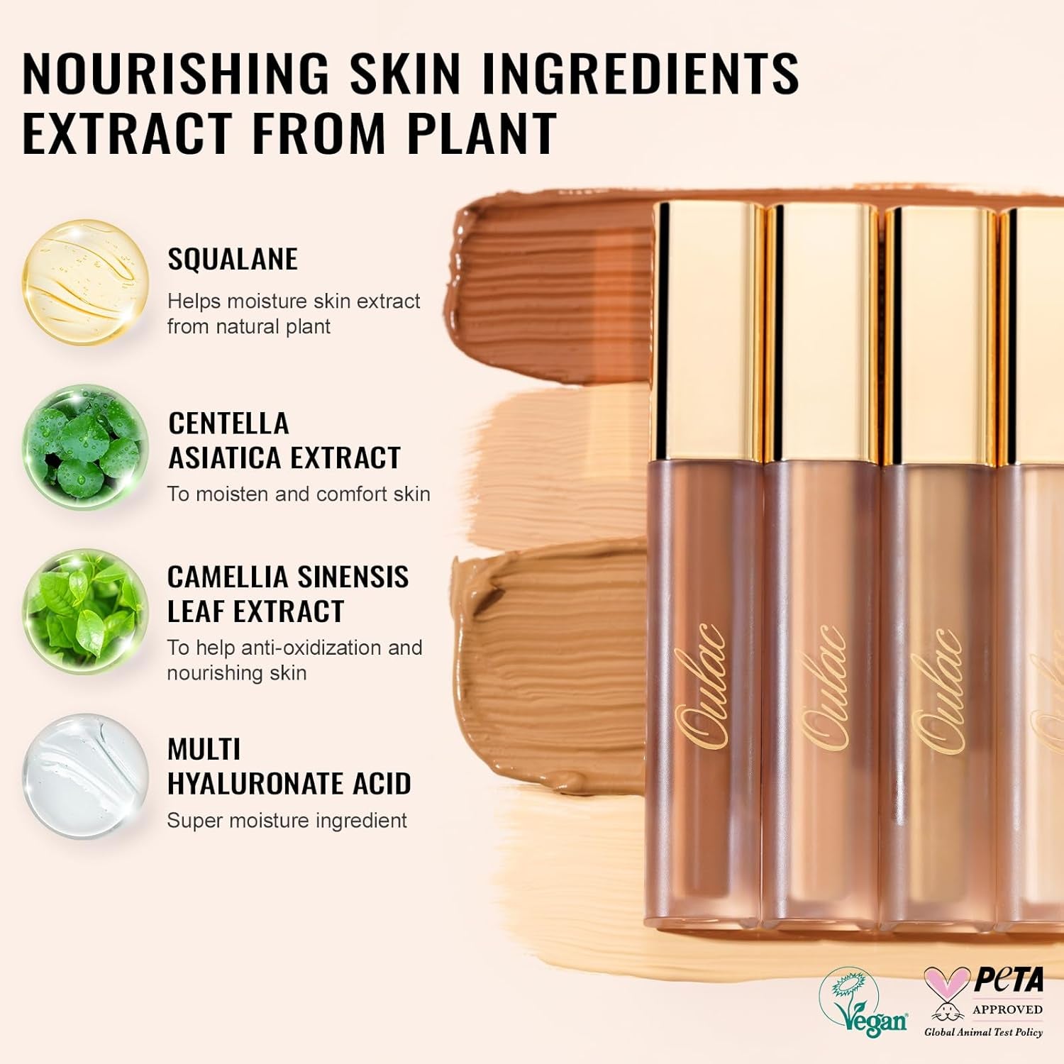 Oulac Concealer Für Gesicht Und Augenringe, Langanhaltender Gesicht Augenringe Kosmetik, Concealer Augenringe with Mit Hyaluronic Acid, Farbcode: W08 Toffee Concealer 3.8Ml