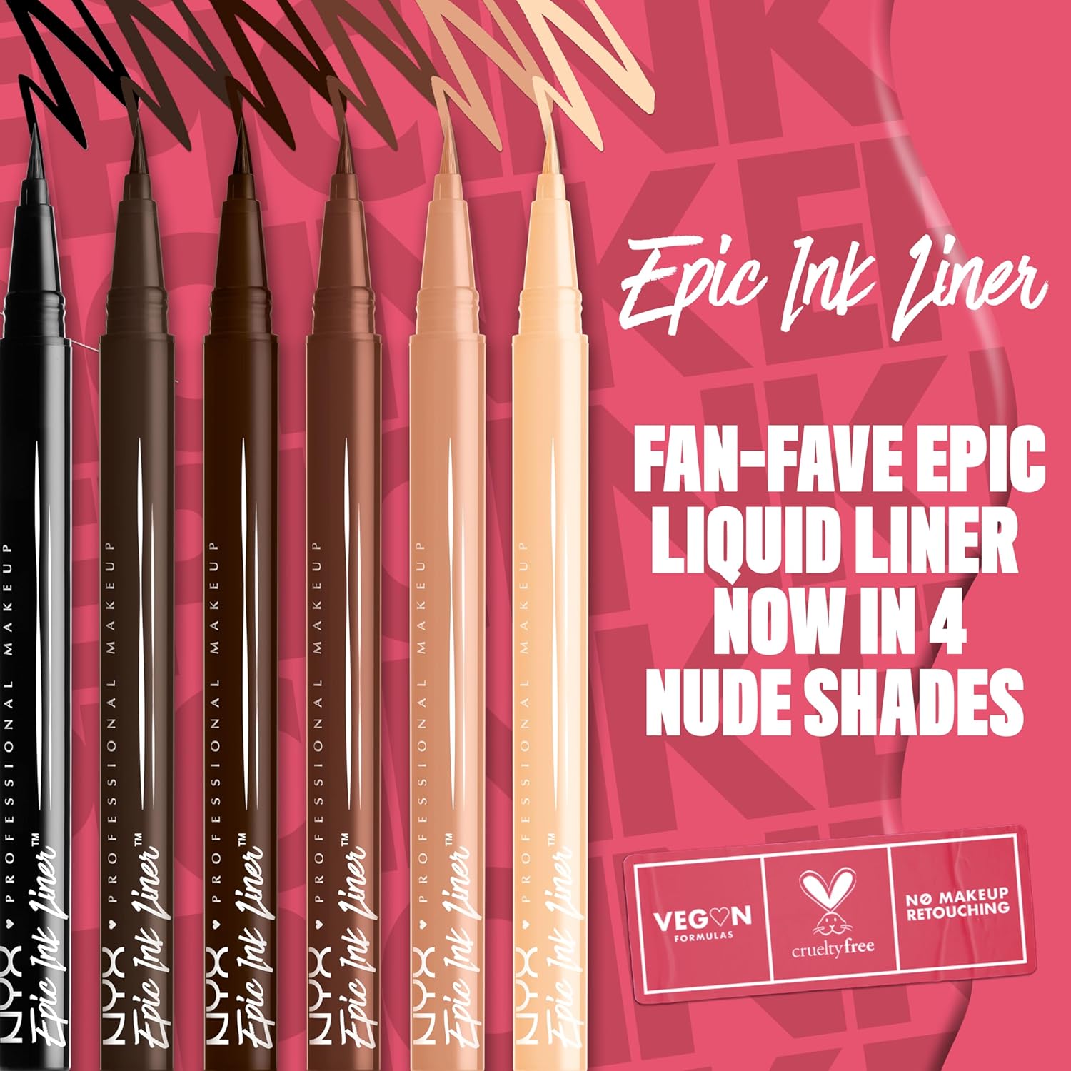 NYX PROFESSIONAL MAKEUP Epic Ink Liner, Wasserfester Flüssiger Eyeliner, Schwarz (2 Stück), Vegane Formel