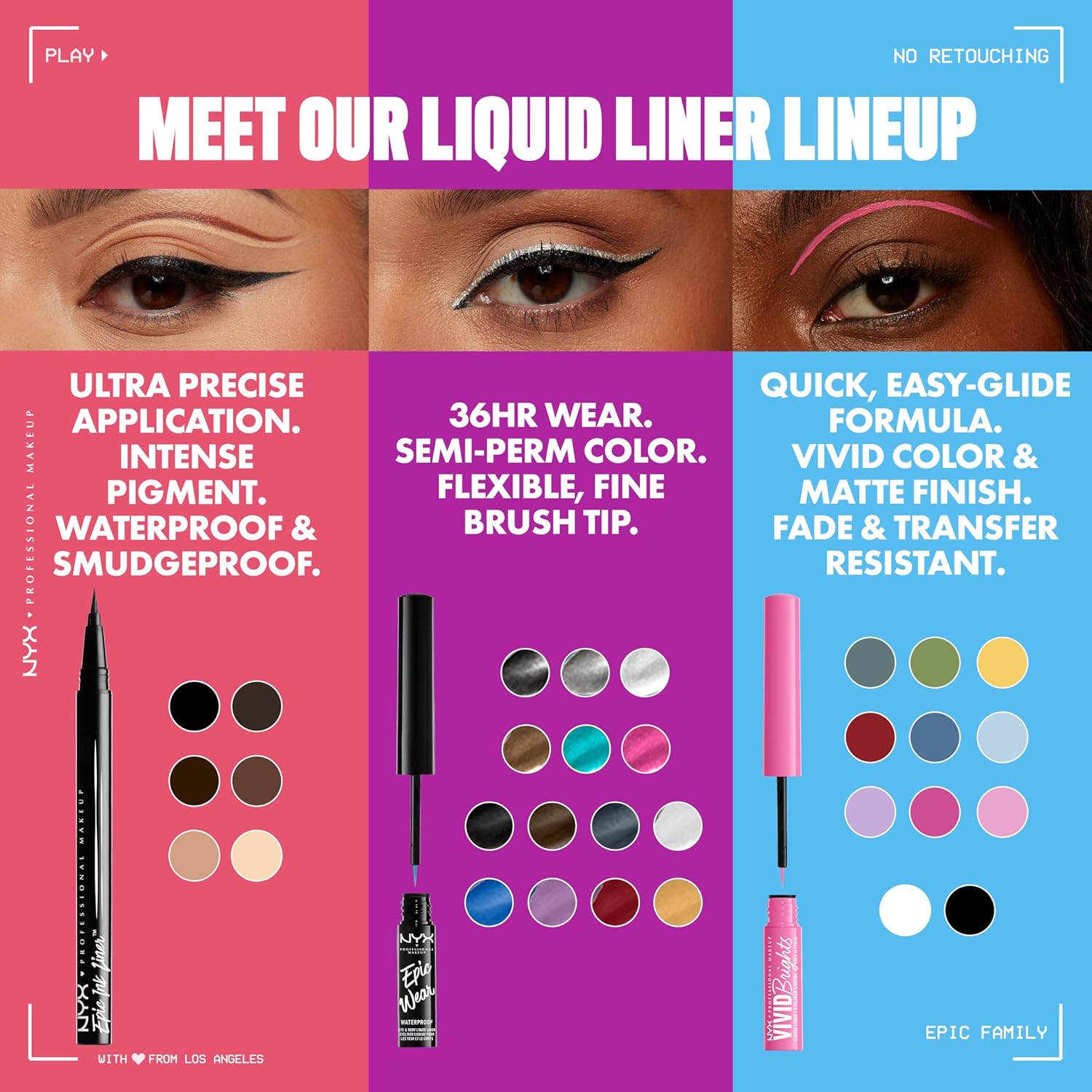 NYX PROFESSIONAL MAKEUP Epic Ink Liner, Wasserfester Flüssiger Eyeliner, Schwarz (2 Stück), Vegane Formel