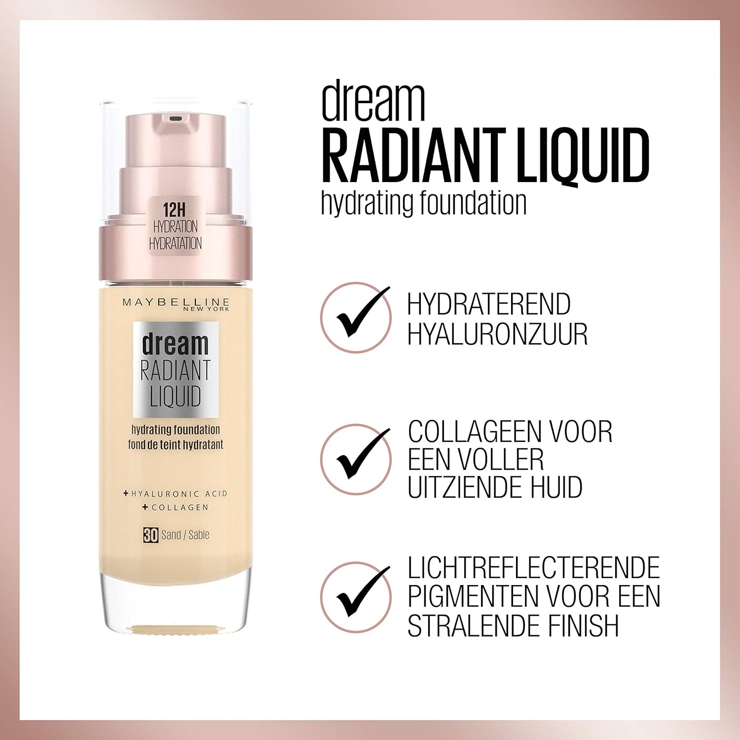 Maybelline New York Make Up, Dream Radiant Liquid Make-Up, Flüssige Foundation, Nr. 30 Sand, 30 Ml (Packung Mit 2)