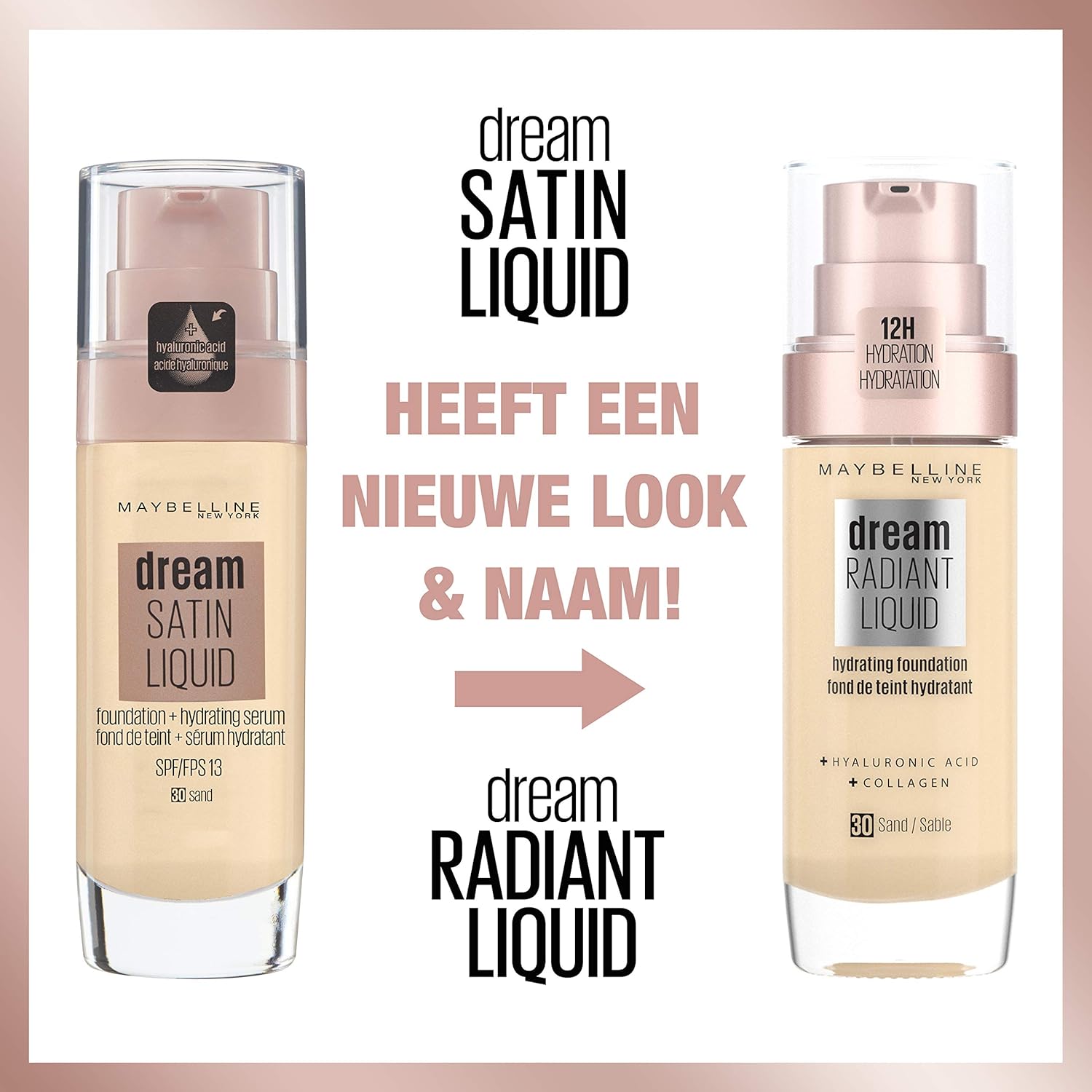 Maybelline New York Make Up, Dream Radiant Liquid Make-Up, Flüssige Foundation, Nr. 30 Sand, 30 Ml (Packung Mit 2)