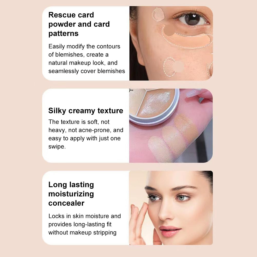 Concealer Palette,Correcting Concealer 3In1,Full Cover Concealer Palette,Concealer,Tri-Color Concealer Make Up,Concealer Foundation Palette, Narben Und Mildert Feine Linien
