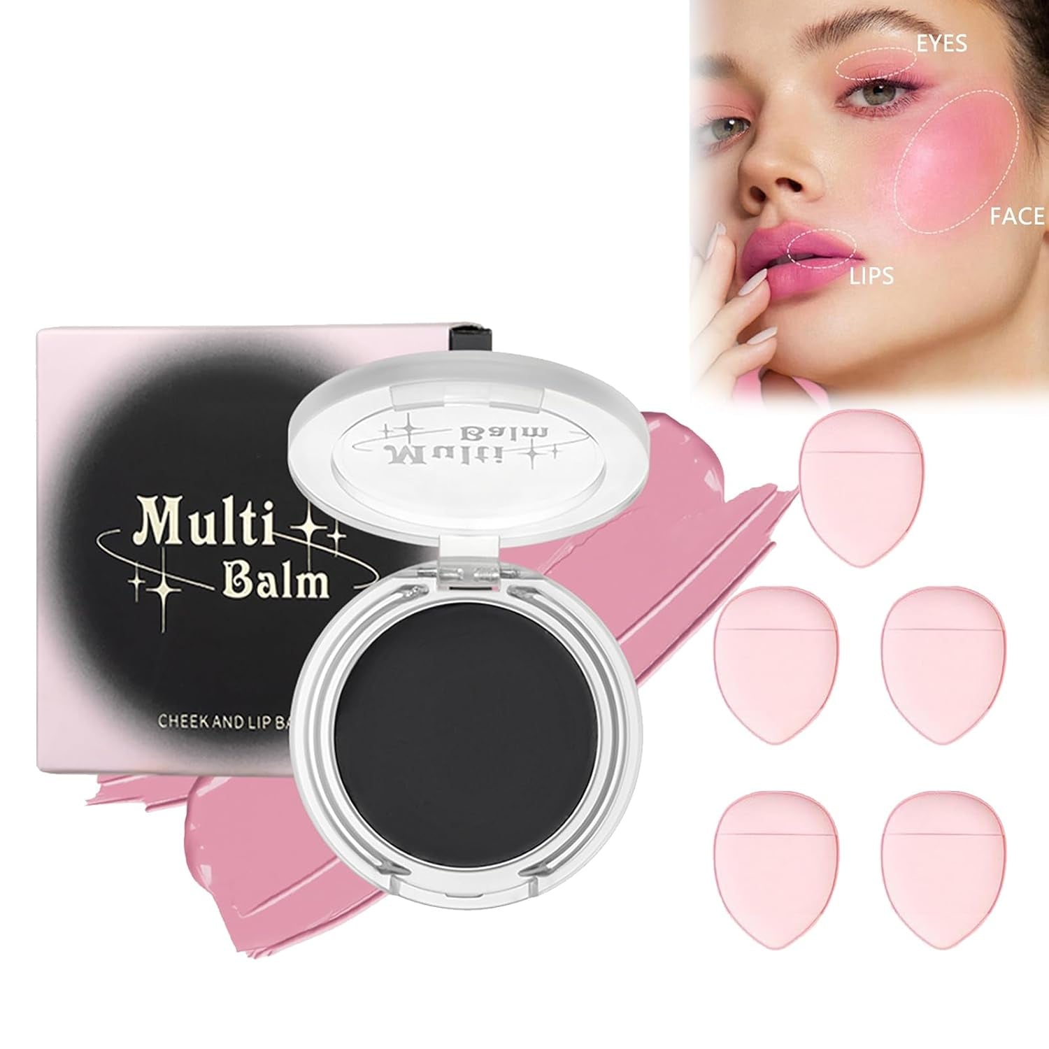Multi Face Balm Farbwechselnder Rouge, Schwarzes Creme-Rouge, Farbwechselndes Rouge Für Wangen Und Lippen, Make-Up-Multifunktionsbalsam Für Leichtes Und Natürliches Gesichts-Make-Up