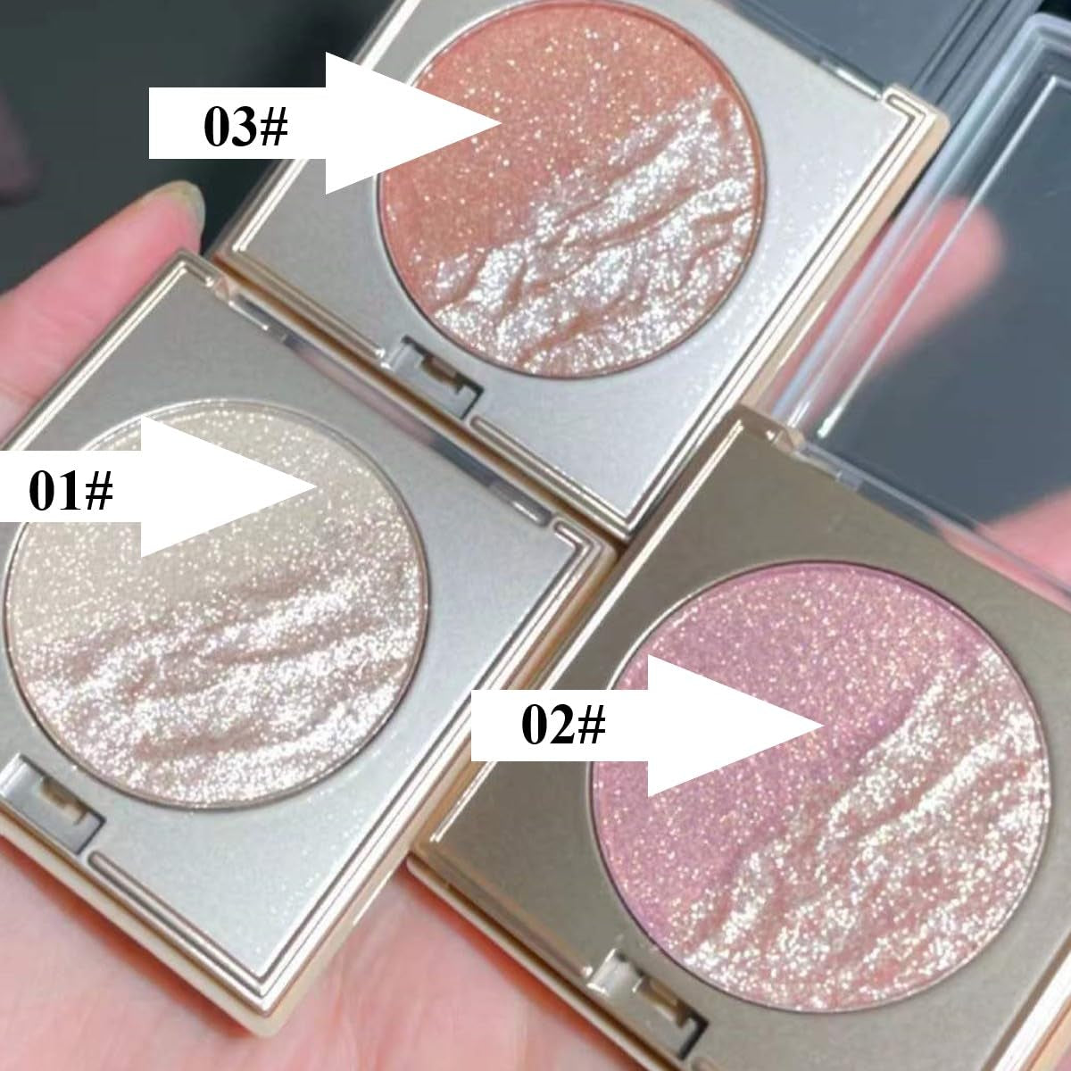 KARLOR 2-In-1 Highlighter Blush Puder, Rosa & Golden Highlighter Blush Palette Make up Highlighter Gesicht Puder Blush Wange Highlighter Nase Hals Glitzer Lidschatten Perlmutt Highlighter Rouge(02)
