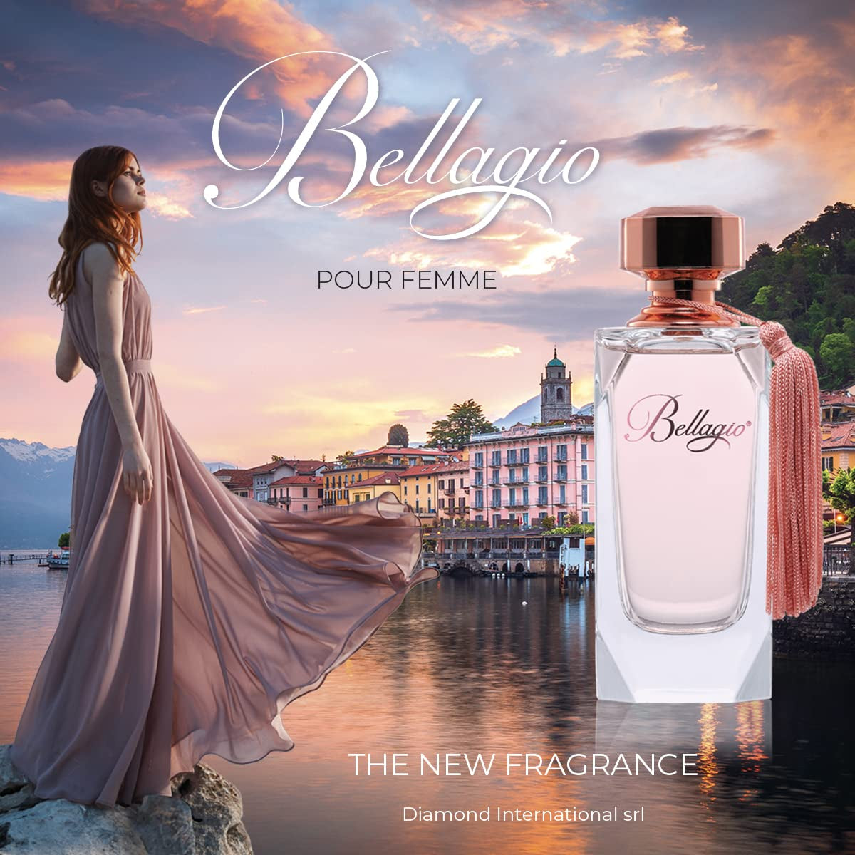Diamond Bellagio | Körpercreme Für Damen, 300 Ml, Mit Zitrus-, Fruchtig- Und Moschusduft, Für Eine Weichere Und Duftendere Haut, Made in Italy