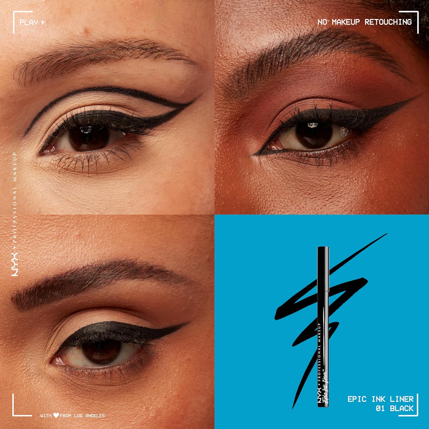 NYX PROFESSIONAL MAKEUP Epic Ink Liner, Wasserfester Flüssiger Eyeliner, Schwarz (2 Stück), Vegane Formel