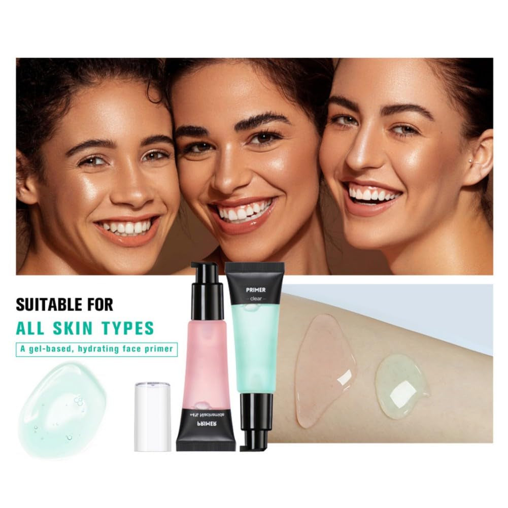 Ofanyia Hydrating Face Primer, Gel-Based Foundation Primer for Moisturizing & Locking Foundation, Smooth Fine Lines, Oil Free Effect, Brightening Skin Make up Base Matte Makeup Primer 24Ml (Pink)