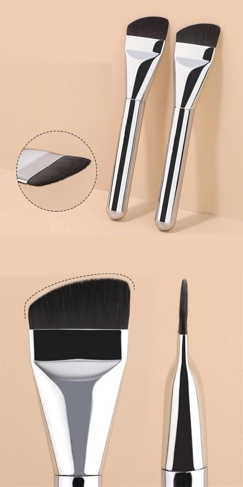 4 Stück Foundation Pinsel Makeup Concealer Brush, Makeup Concealer Brush,Flacher Make up Pinsel Foundation,Ultra Dünn Concealer Pinsel,Für Foundation, Concealer, Gesichtsmaske Usw.