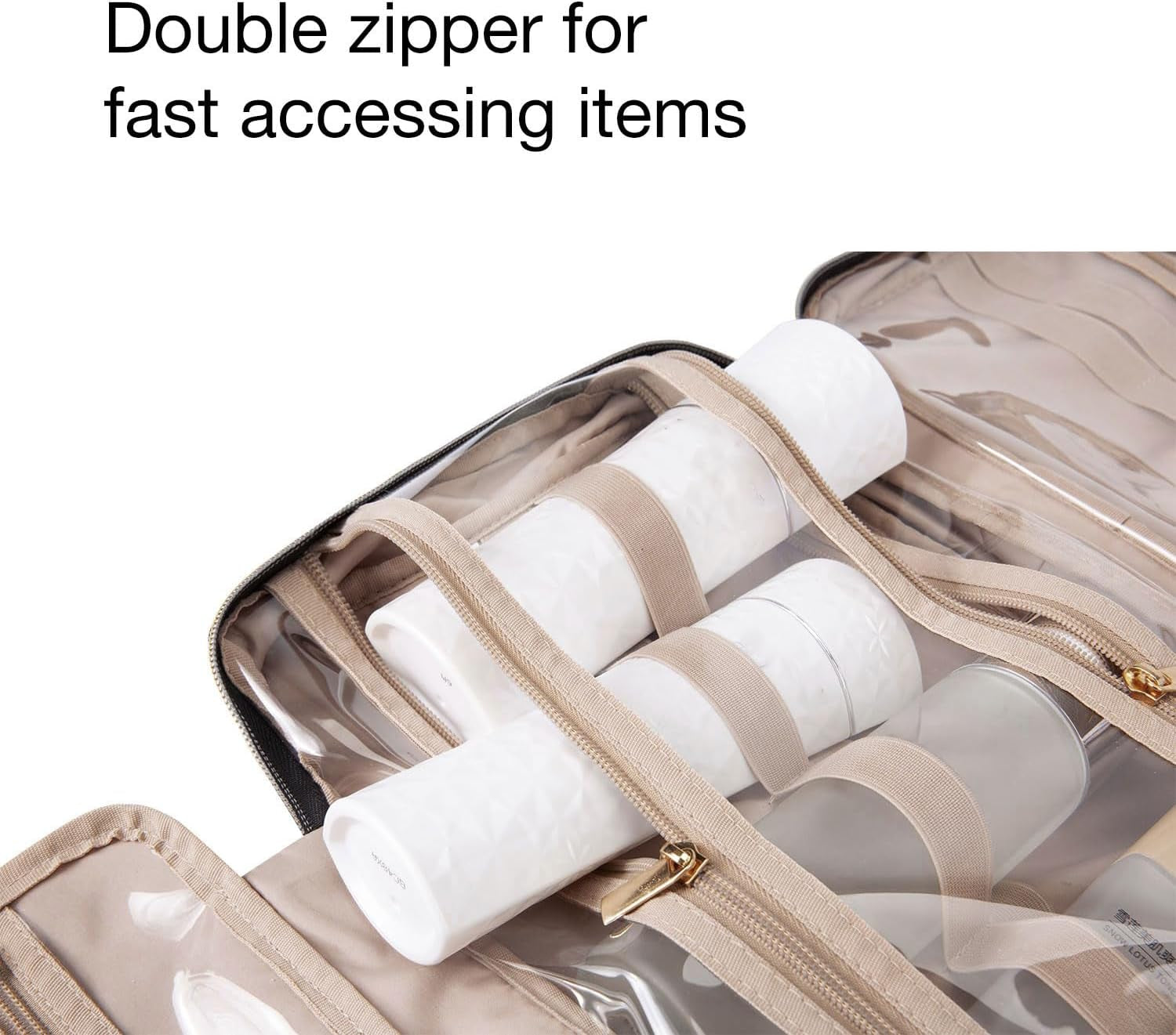 BAGSMART Kulturbeutel Reisetasche Mit Haken Zum Aufhängen, Wasserabweisende Make-Up-Kosmetiktasche Reise-Organizer Für Zubehör, Shampoo, Behälter in Voller Größe, Toilettenartikel