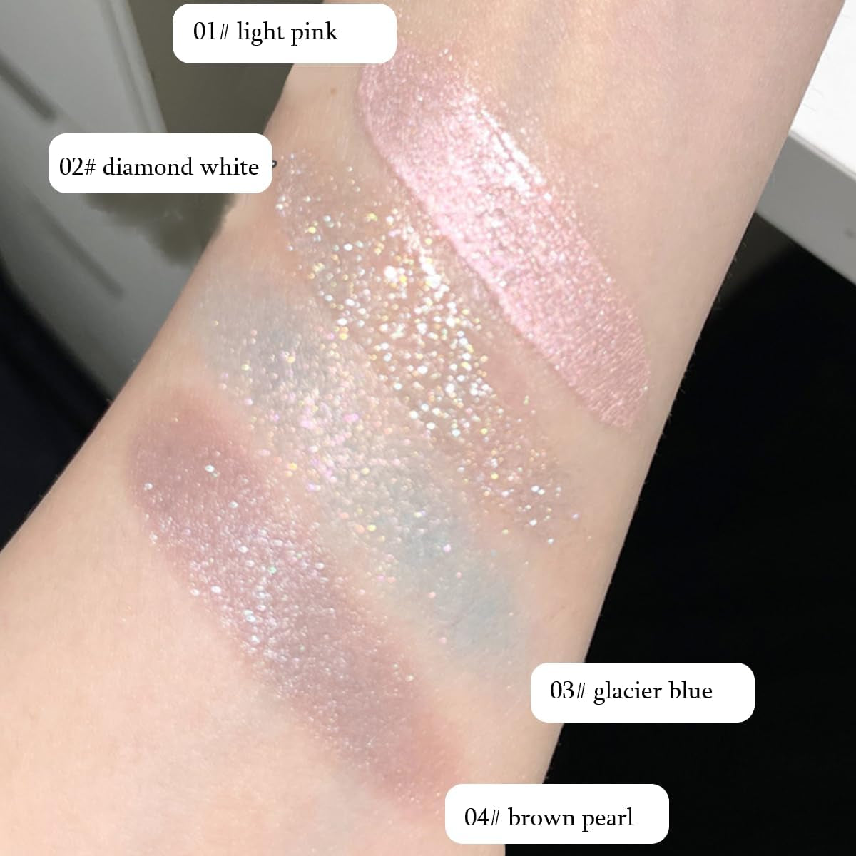 KARLOR Flüssig Highlighter Augen Glitzer, Cremig Lidschatten Mit Schimmer Gesicht Highlighter Makeup Perlmutt Glitzer Cremige Glitter Flüssiger Schimmer Highlighter Wange Gesicht(04#)