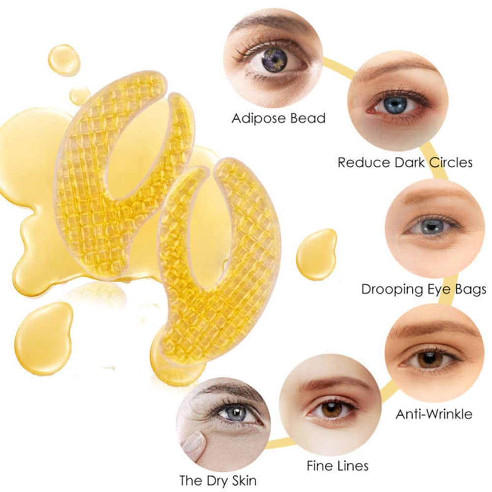 Augenpads, Eye Mask, 24K Gold Eye Patches, anti Aging Augenpads Mit Hyaluron Augenpflege, Kollagen Augenmaske Feuchtigkeit Spendende, Entfernen Taschen, Dunkle Kreise & Puffiness-5Pairs
