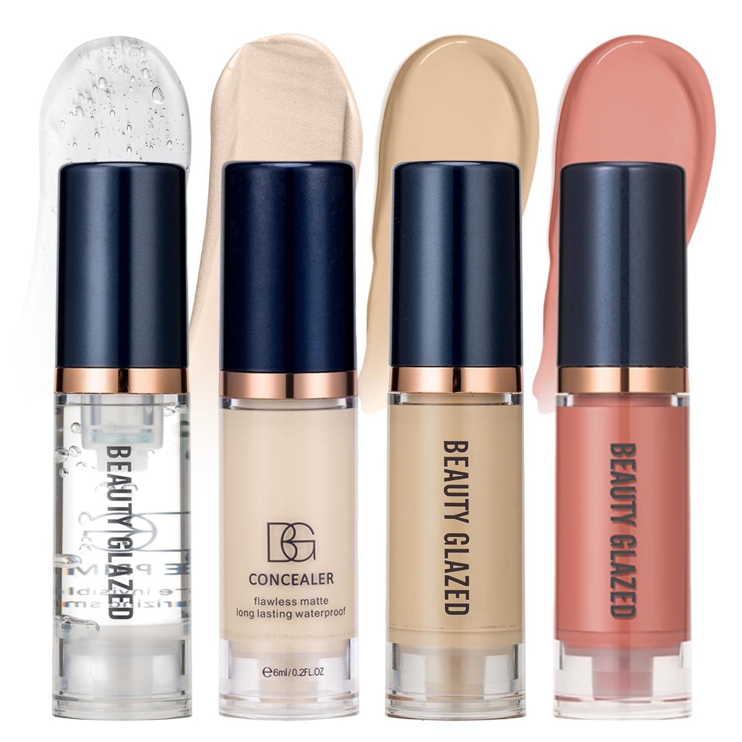 Make up Foundation,3 Kombinationen Primer+Concealer+Flüssige Foundation,Langanhaltende Mittel- Bis Volldeckende Foundation,Transfer-Proof Soft Matte Oil Control Foundation, Makeup in Einem Schritt