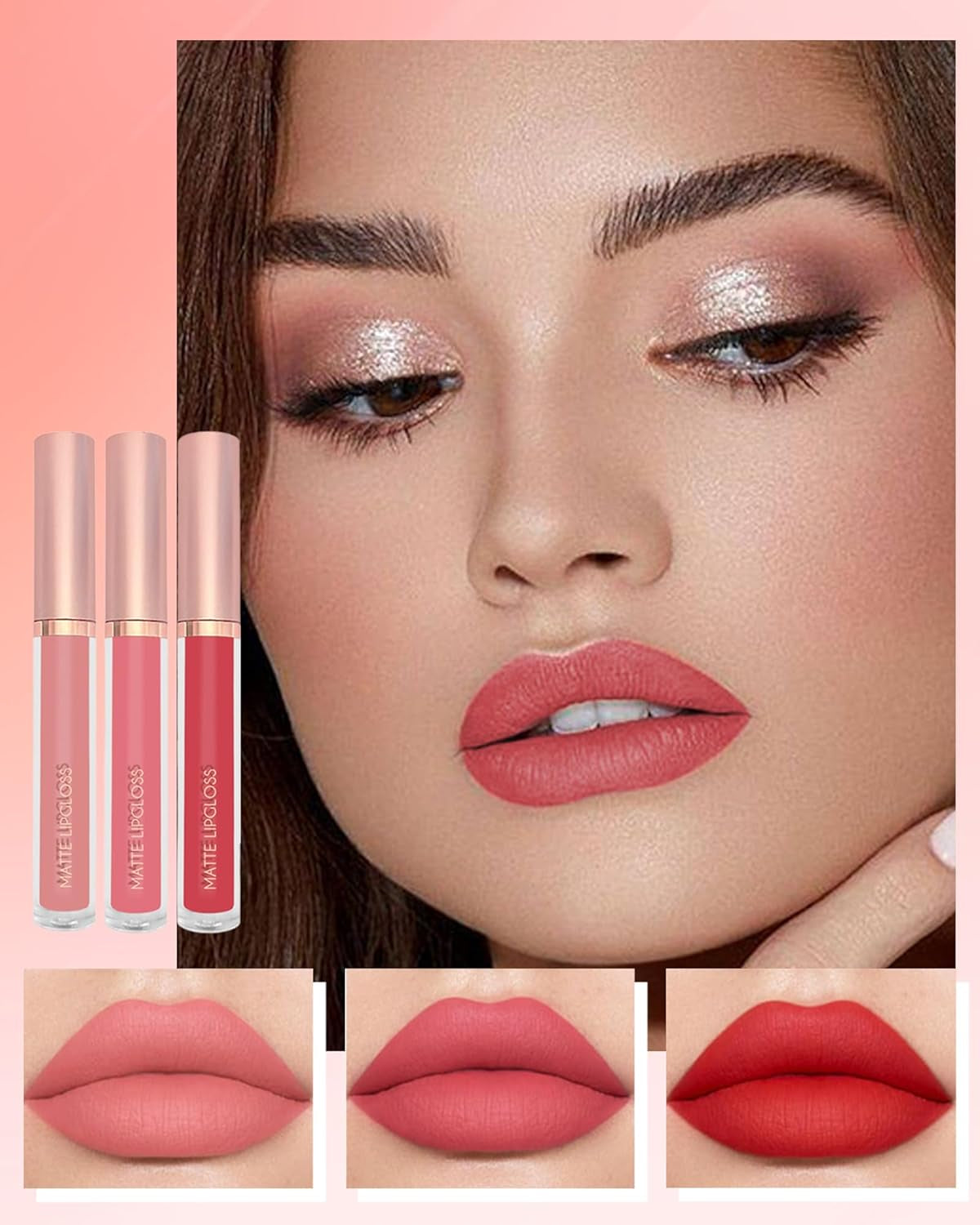 Matt Flüssig-Lippenstift-Set-6Pcs Nude Pink Ruby Rot Hochpigmentiert Lipgloss, Wasserfester Antihaftbeschichtung Lip Tint Stain Langanhaltend 24H, Makeup-Set Für Frauen Zum Women'S-Setb
