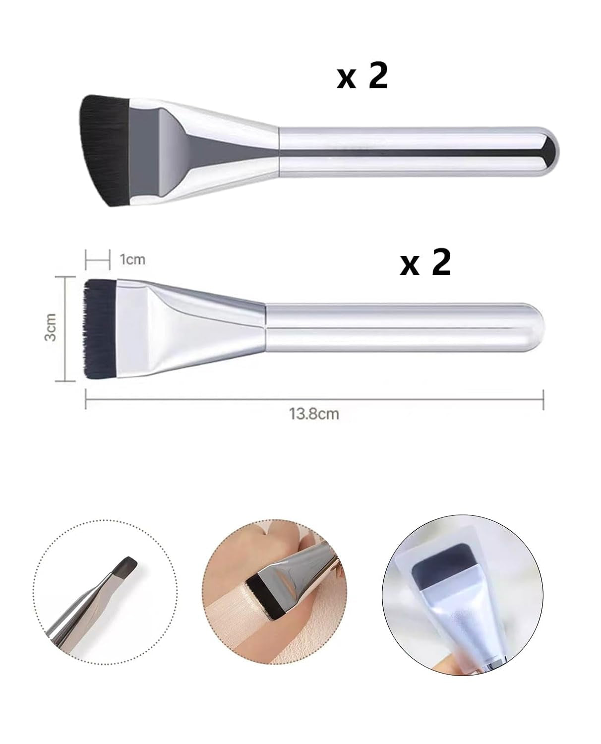 4 Stück Foundation Pinsel Makeup Concealer Brush, Makeup Concealer Brush,Flacher Make up Pinsel Foundation,Ultra Dünn Concealer Pinsel,Für Foundation, Concealer, Gesichtsmaske Usw.