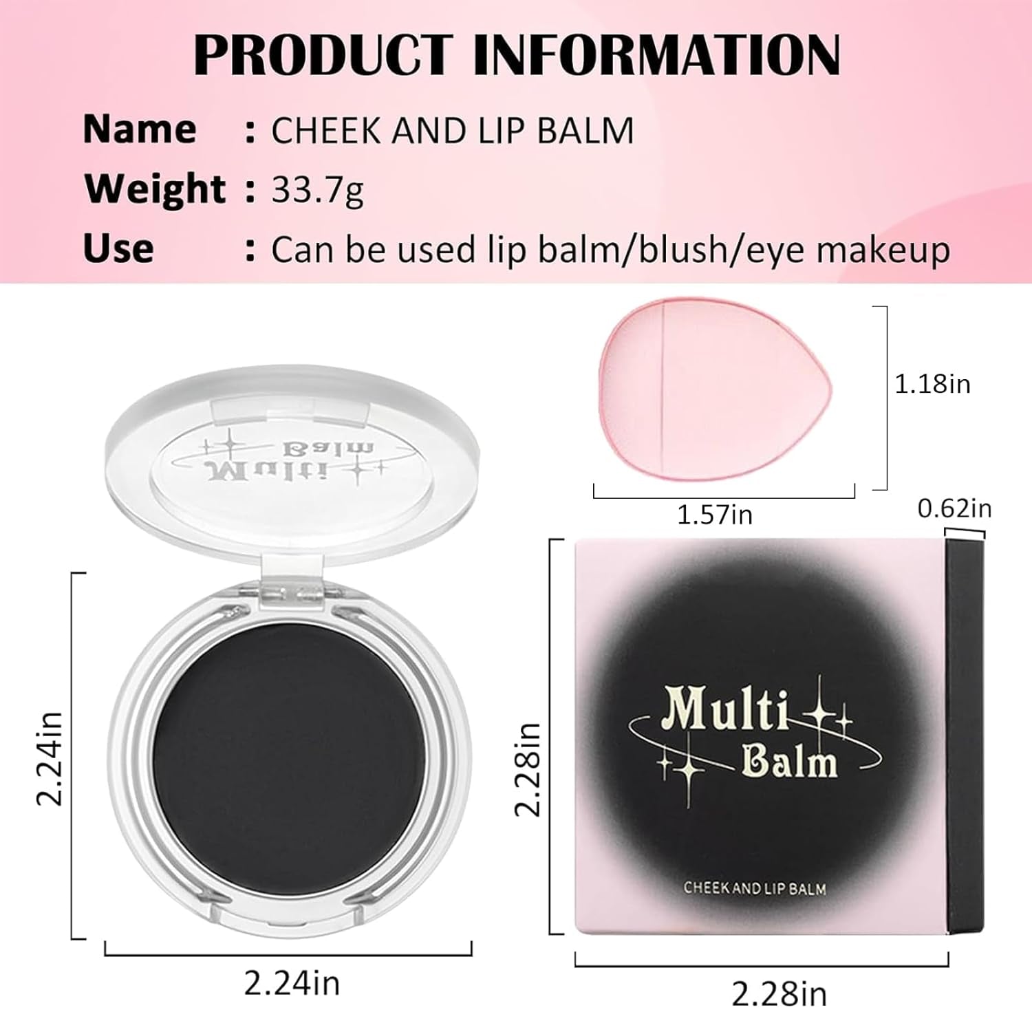 Multi Face Balm Farbwechselnder Rouge, Schwarzes Creme-Rouge, Farbwechselndes Rouge Für Wangen Und Lippen, Make-Up-Multifunktionsbalsam Für Leichtes Und Natürliches Gesichts-Make-Up