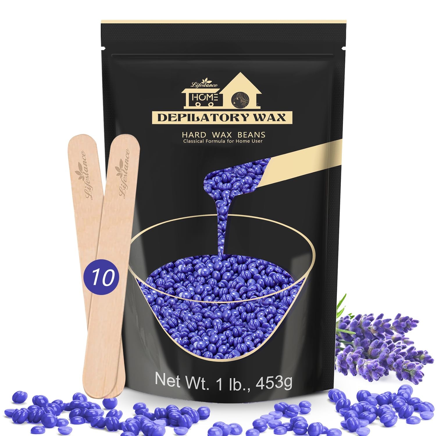 Lifestance 450G Waxing Perlen Formuliert Für Anfänger, Wachsperlen Mit 10 Holzspatel Für Enthaarung, Rose Wachs Haarentfernung Perlen Für Für Feines Haar,Gesicht,Augenbraue,Arme,Finger Und Zehe
