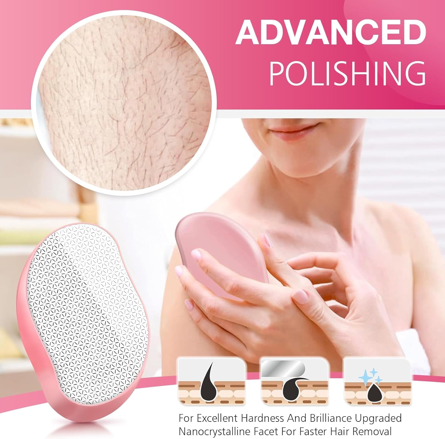 3.0 Nano Haarentferner,Crystal Haarentferner,Original Upgrade Haarentfernung Ohne Rasieren Wiederverwendbarer Crystal Hair Remover Magic Hair Radiergummi Für Frauen丨Männer Körper Beine Arme Rücken