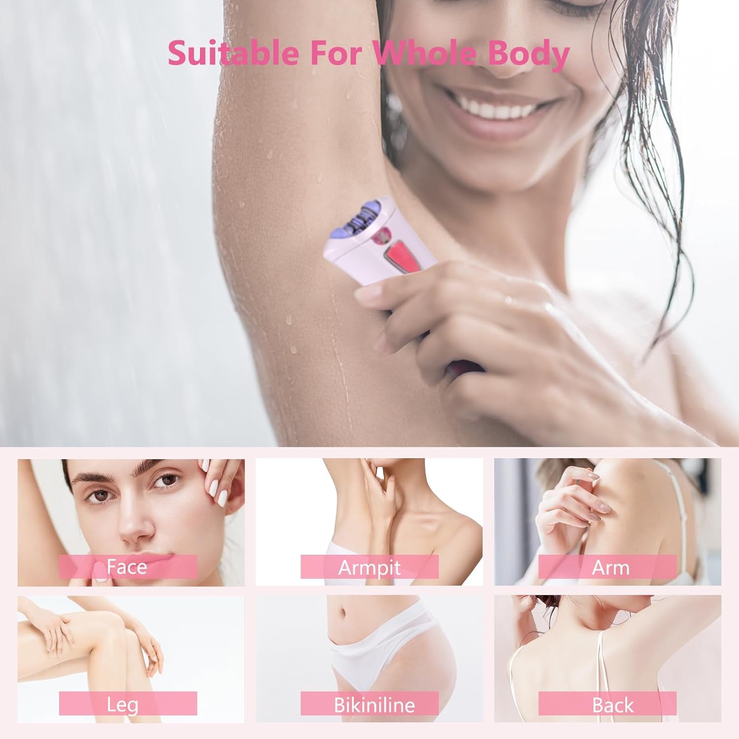 Epilierer Damen Für Haarentfernung, Kabellose Nass- Und Trocken Epilierer Für Langanhaltend Glatte Haut, Geschenk Der Frauen, Gesicht, Körper, Achselhöhlen, Beine, Haarentfernung Im Bikinibereich