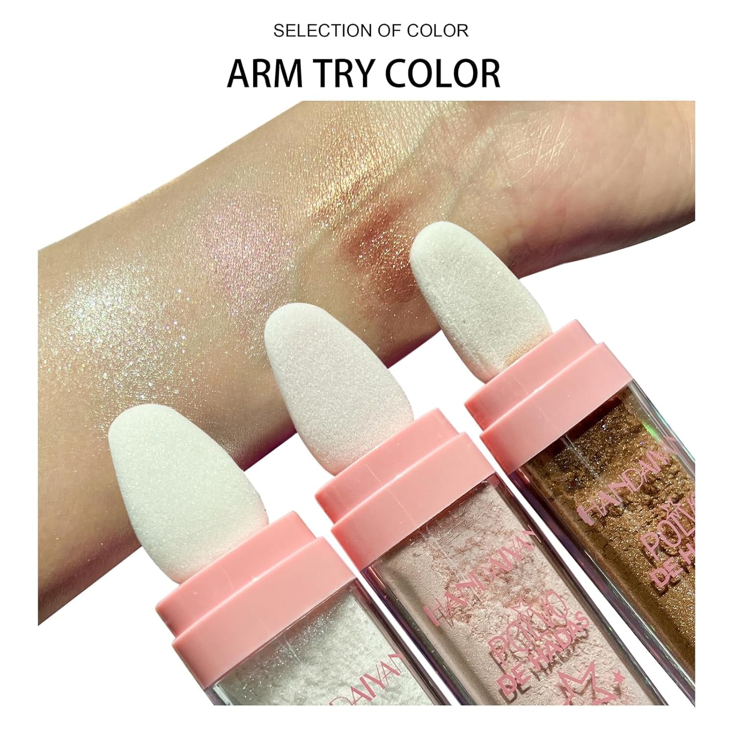 Highlighter Puder Stick, Body Highlight Patting Puder, Fairy Highlight Puder-Highlighter Schimmernder Highlighter Puderstift, Für Gesicht Augen Lippen Haare Körper Glow Kosmetik (01)