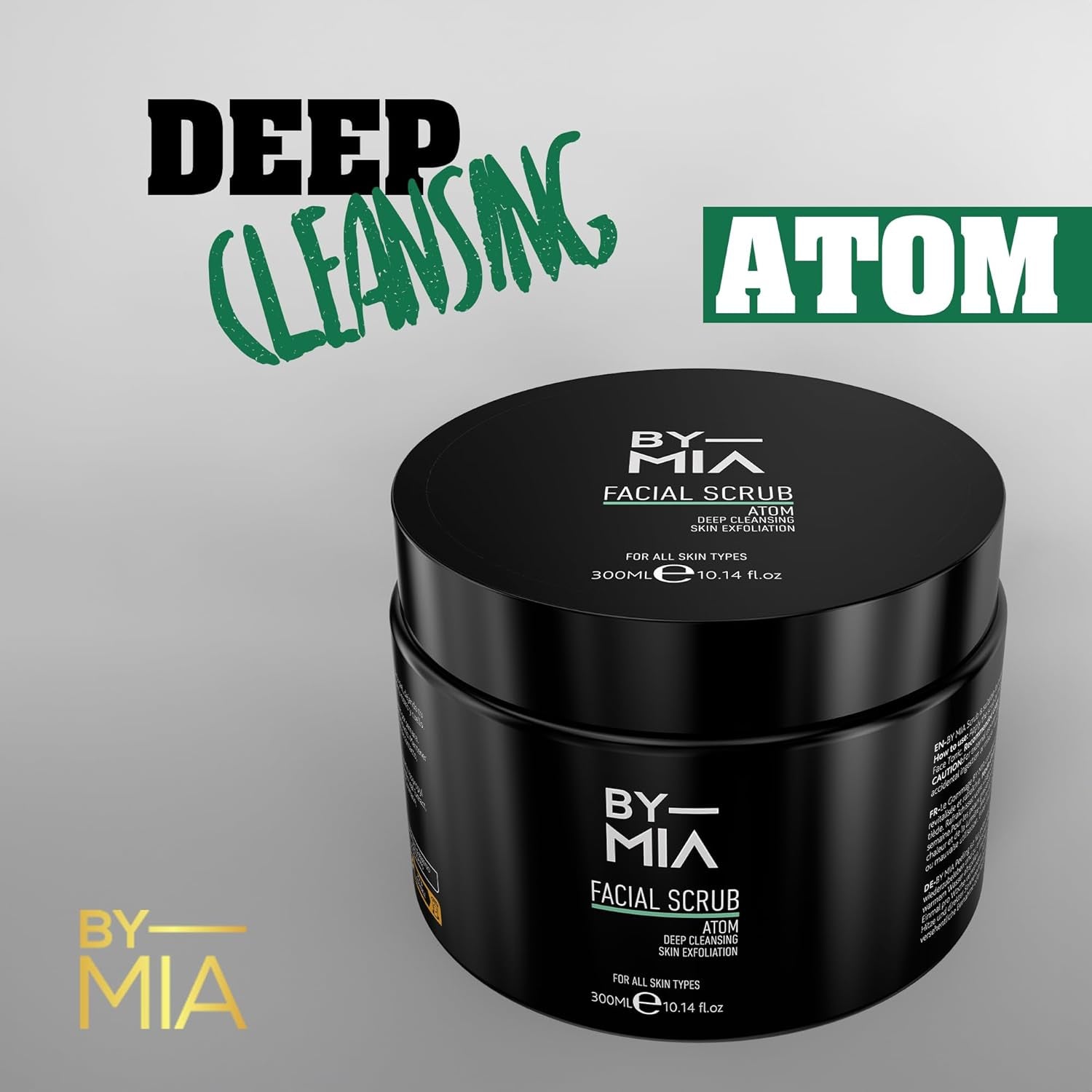 BY MIA Gesichts- Und Körperpeeling Atom 300Ml | Avocado-, Zitrus- Und Vanilleduft | Tiefenreinigung & Hautpeeling | Feuchtigkeitsspendende Wirkung Für Alle Hauttypen Hauterneuerung