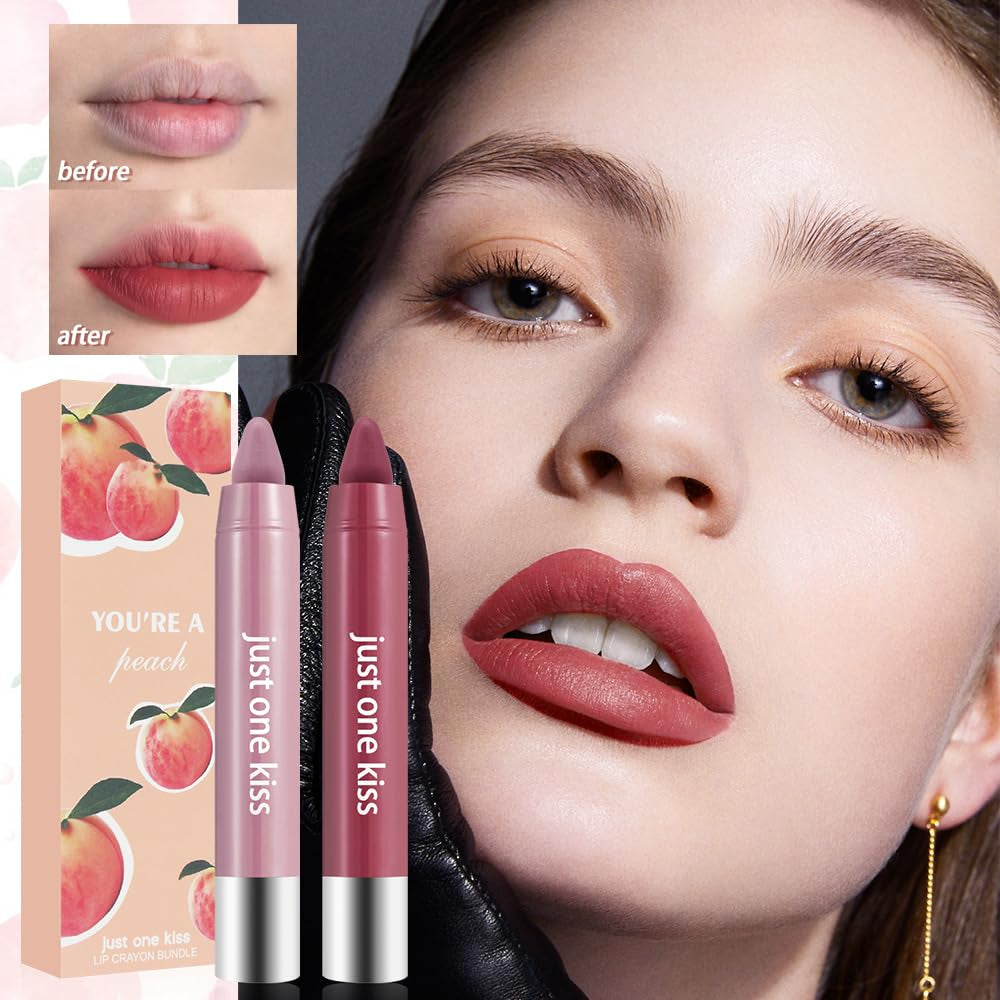 Horuili® 2 Stück Lippenstift, Fruchtiger Lippenstift, Nude Moisture Lippenstift, Feuchtigkeitsspendender Glanzstift Lippenstift, Wasserfester, Lang Anhaltender Und Feuchtigkeitsspendender Lippenstift