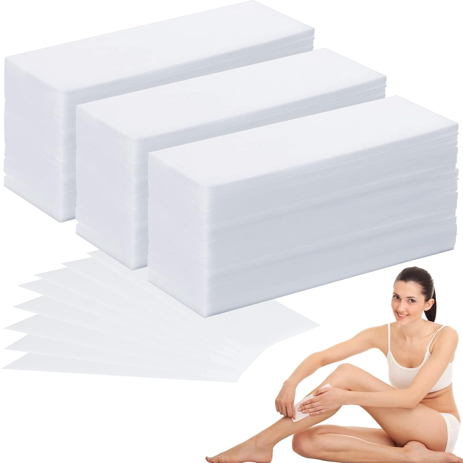 SEPGLITTER 300 Stück Wachsstreifen Haarentfernung, Waxing Strips, Vliesstreifen Für Warmwachs Und Zuckerpaste Für Frauen, Gesichtskörper, Arme, Beine(7×20Cm)