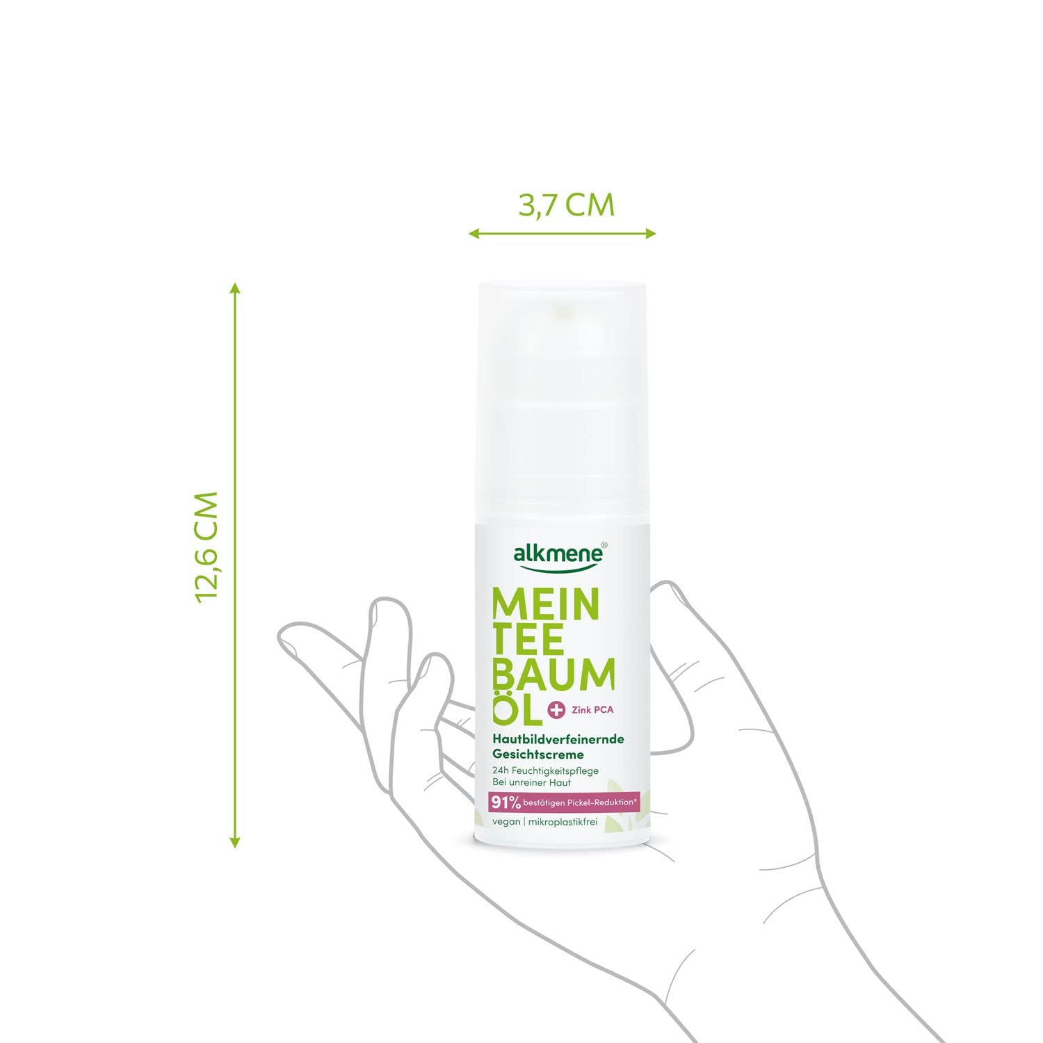 Alkmene Mein Teebaumöl Gesichtscreme 50 Ml Pickel Reduktion 91% Bestätigt - Naturreines Teebaumöl, Vegan & Klimaneutral - 24H Feuchtigkeitspflege Für Unreine Haut - Teebaumöl Creme Für Pickel