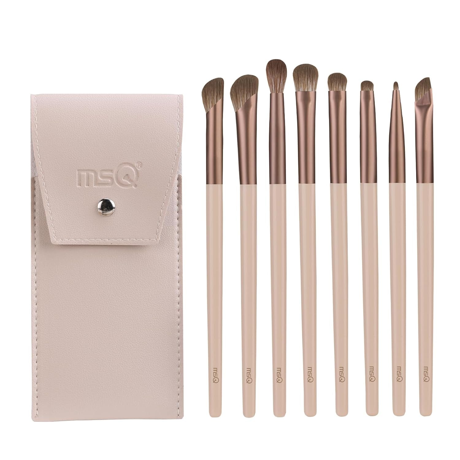 MSQ 8 Stück Lidschatten Make-Up Pinsel Set Portable Reise Make up Pinsel Tasche,Pinselset Makeup Professionelles Lidschatten Pinselset