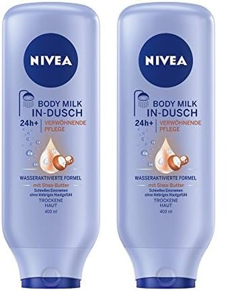 NIVEA In-Dusch Soft Milk (400 Ml), Körpercreme Mit Shea Butter Und Wasseraktivierter 5In1 Pflege Formel, Feuchtigkeitsspendende Body Lotion Für Die Dusche