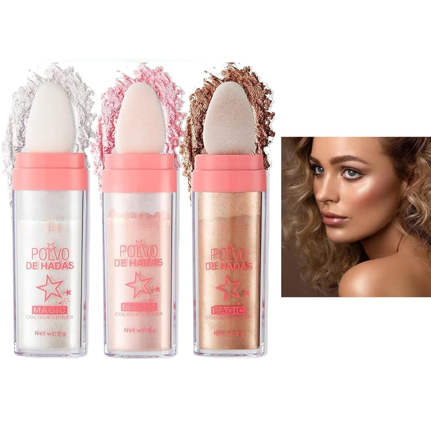 Highlighter Puder Stick, Body Highlight Patting Puder, Fairy Highlight Puder-Highlighter Schimmernder Highlighter Puderstift, Für Gesicht Augen Lippen Haare Körper Glow Kosmetik (01)