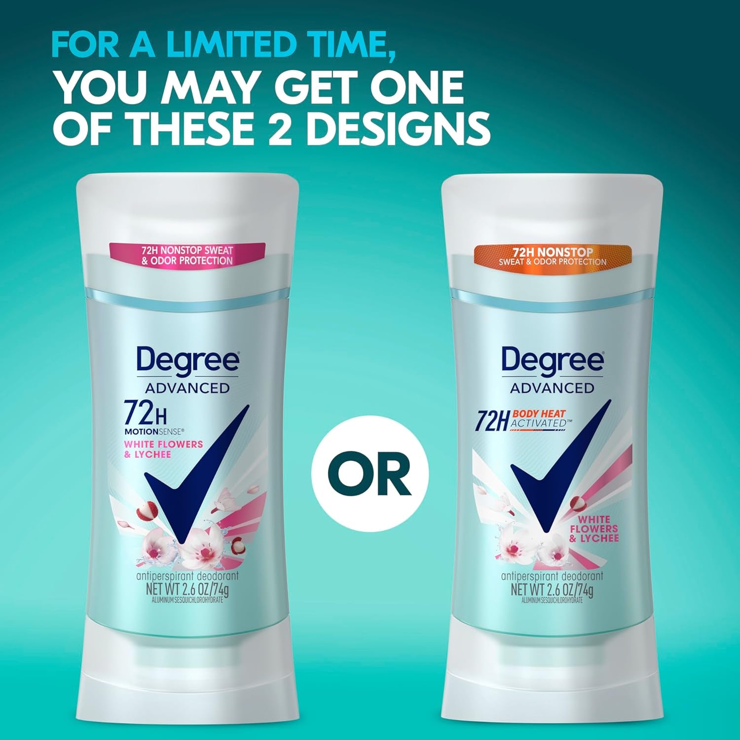 Degree Advanced Anti-Transpirant Deodorant 72 Stunden Schweiß- Und Geruchsschutz, Weiße Blumen Und Litschi, Anti-Transpirant, Deodorant Für Damen, Mit Motionsense-Technologie, 75 Ml