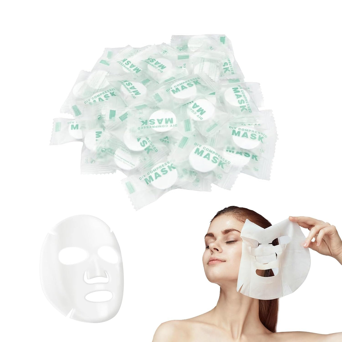 KHDULQ 100 Stücke Compress Gesichtsmaske, Papier Face Mask, Individuelles Paket Masken Beauty, DIY Komprimierte Tuchmasken Gesicht, Komprimierte Sheet Mask, Für Gesichtspflege