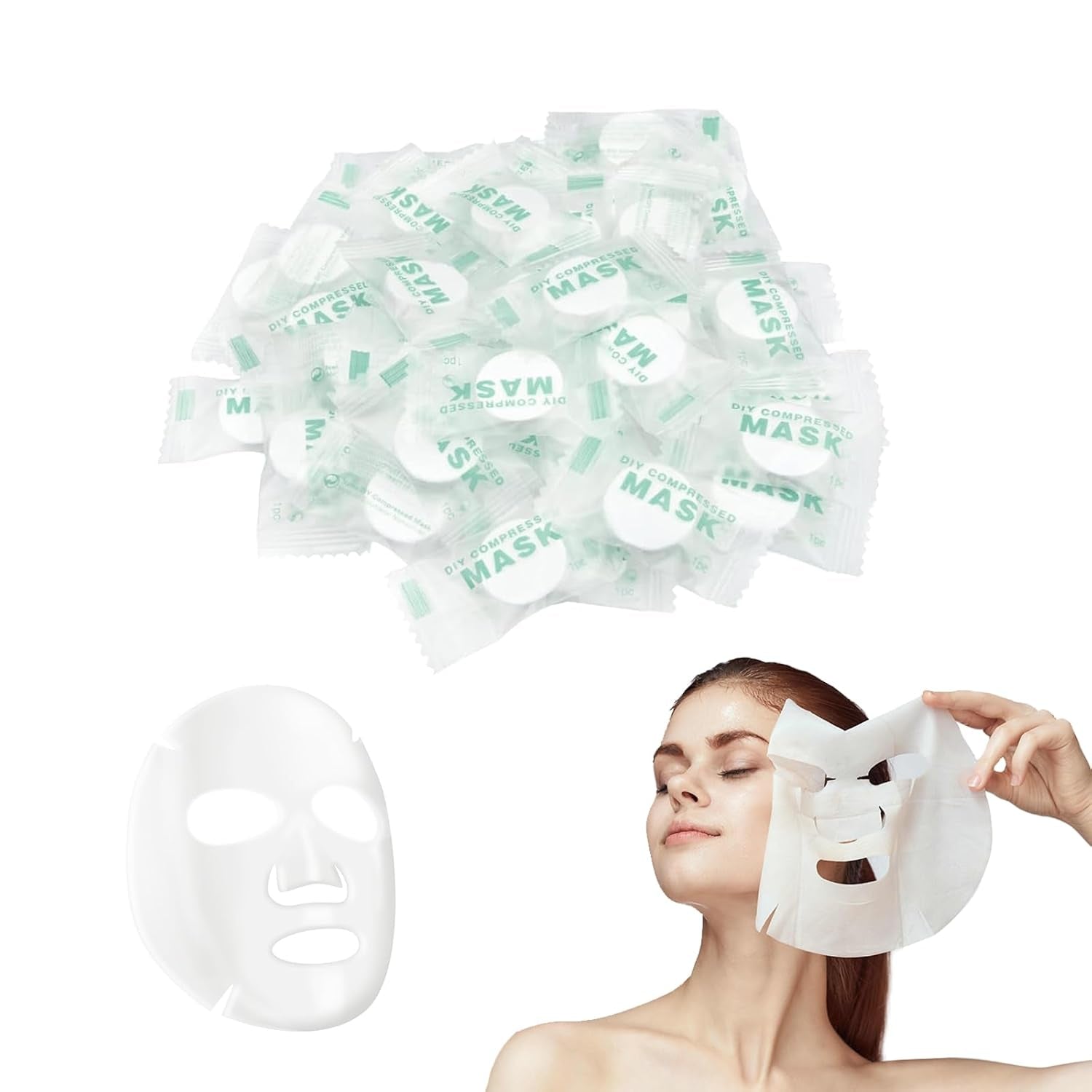 KHDULQ 100 Stücke Compress Gesichtsmaske, Papier Face Mask, Individuelles Paket Masken Beauty, DIY Komprimierte Tuchmasken Gesicht, Komprimierte Sheet Mask, Für Gesichtspflege
