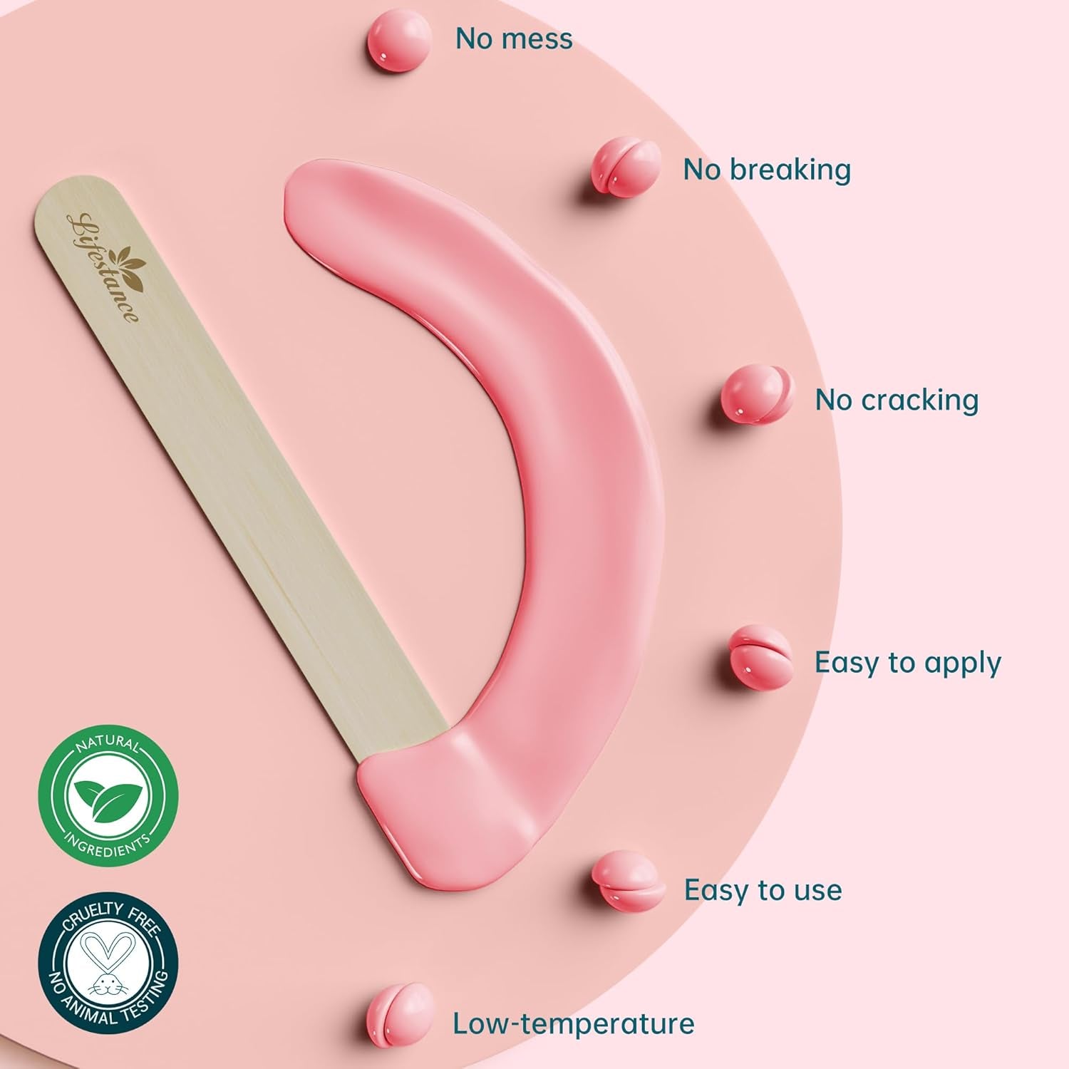 Lifestance 450G Waxing Perlen Formuliert Für Anfänger, Wachsperlen Mit 10 Holzspatel Für Enthaarung, Rose Wachs Haarentfernung Perlen Für Für Feines Haar,Gesicht,Augenbraue,Arme,Finger Und Zehe