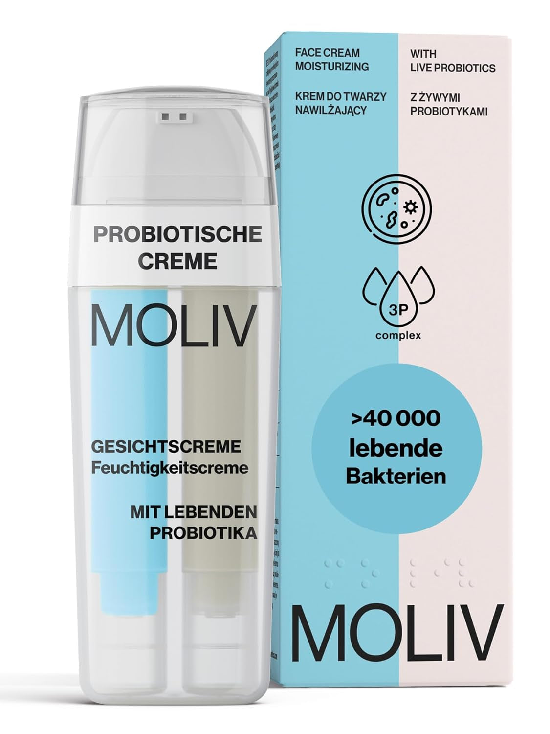 MOLIV Regenerierende Gesichtscreme, Feuchtigkeitsspendende Gesichtscreme, Nährende Gesichtscreme, Anti-Aging Gesichtscreme Mit Lebenden Probiotika (Feuchtigkeitsspendend)