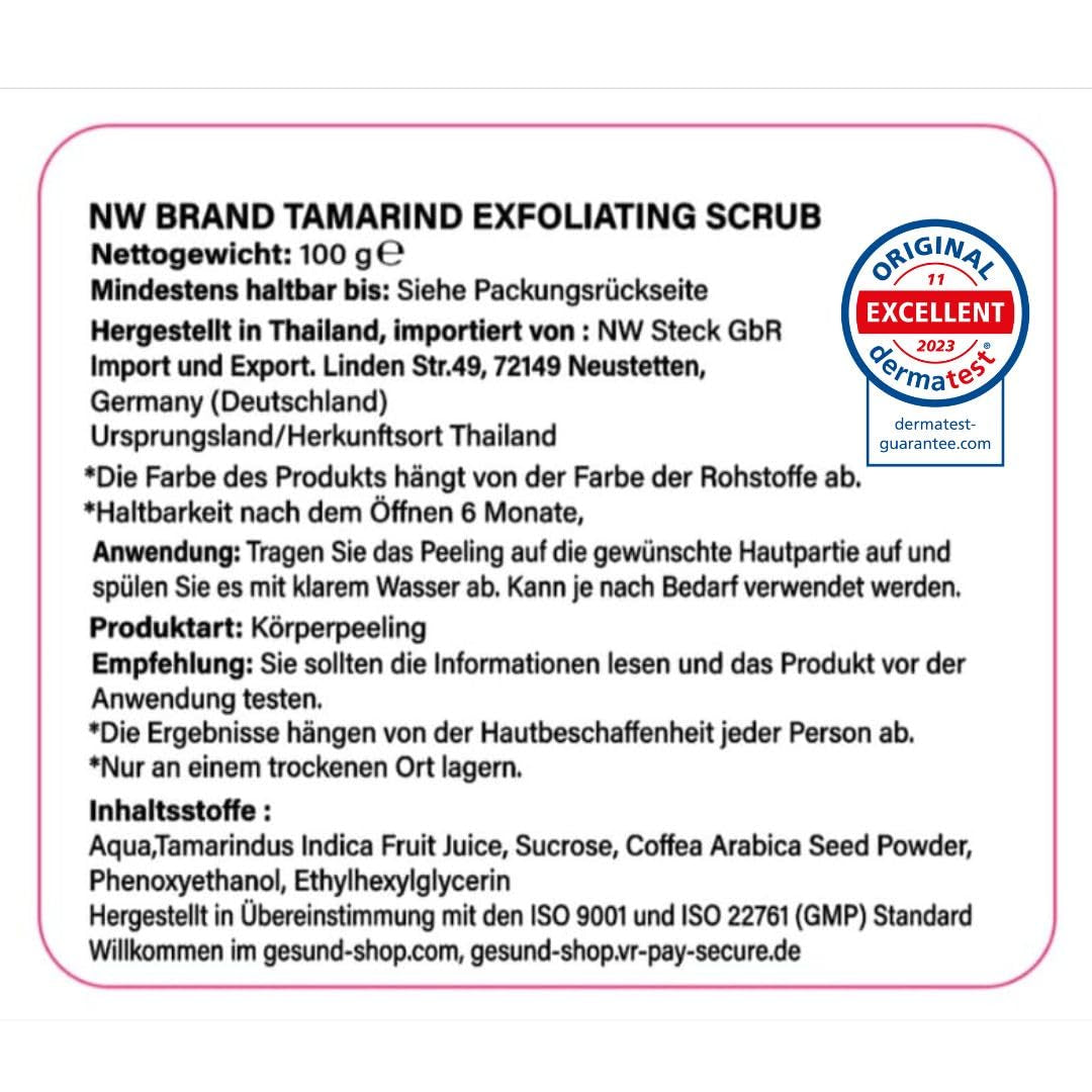 NW Gesichtspeeling,Natur Peeling,Vegan Peeling,Tamarind Exfoliating Scrub Für Das Gesicht Und Den Körper.Kann Sowohl Von Frauen Als Auch Von Männern Verwendet Werden.
