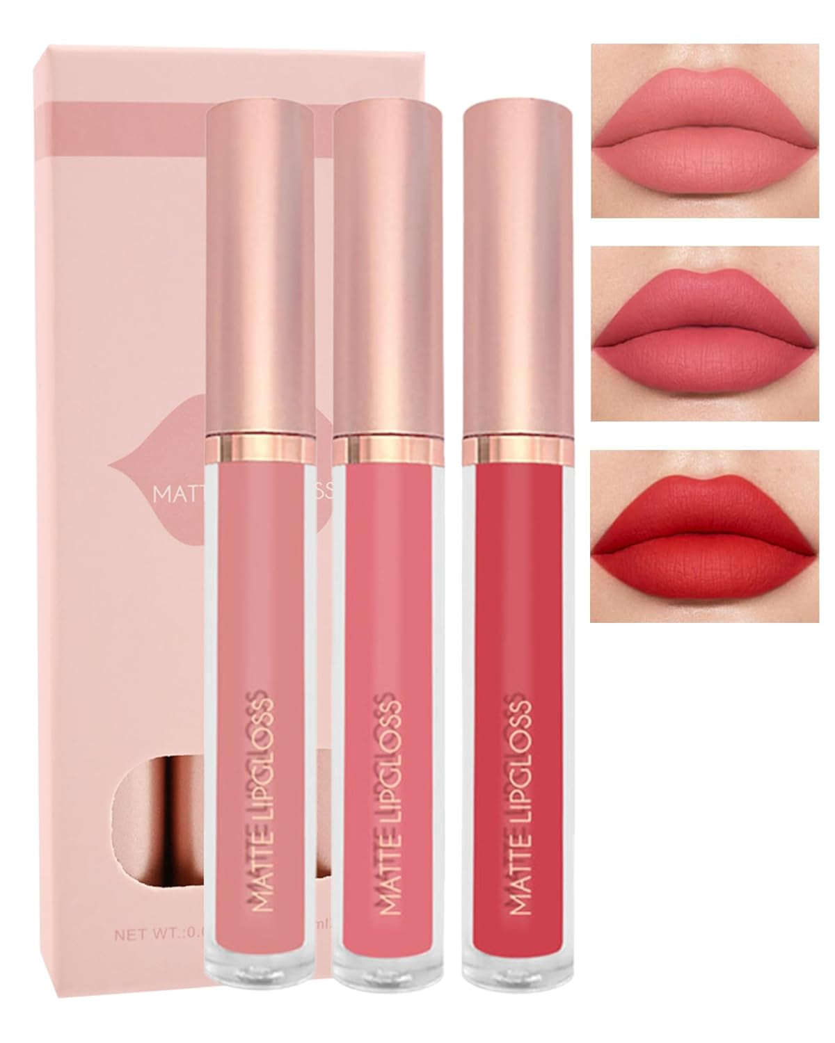 Matt Flüssig-Lippenstift-Set-6Pcs Nude Pink Ruby Rot Hochpigmentiert Lipgloss, Wasserfester Antihaftbeschichtung Lip Tint Stain Langanhaltend 24H, Makeup-Set Für Frauen Zum Women'S-Setb