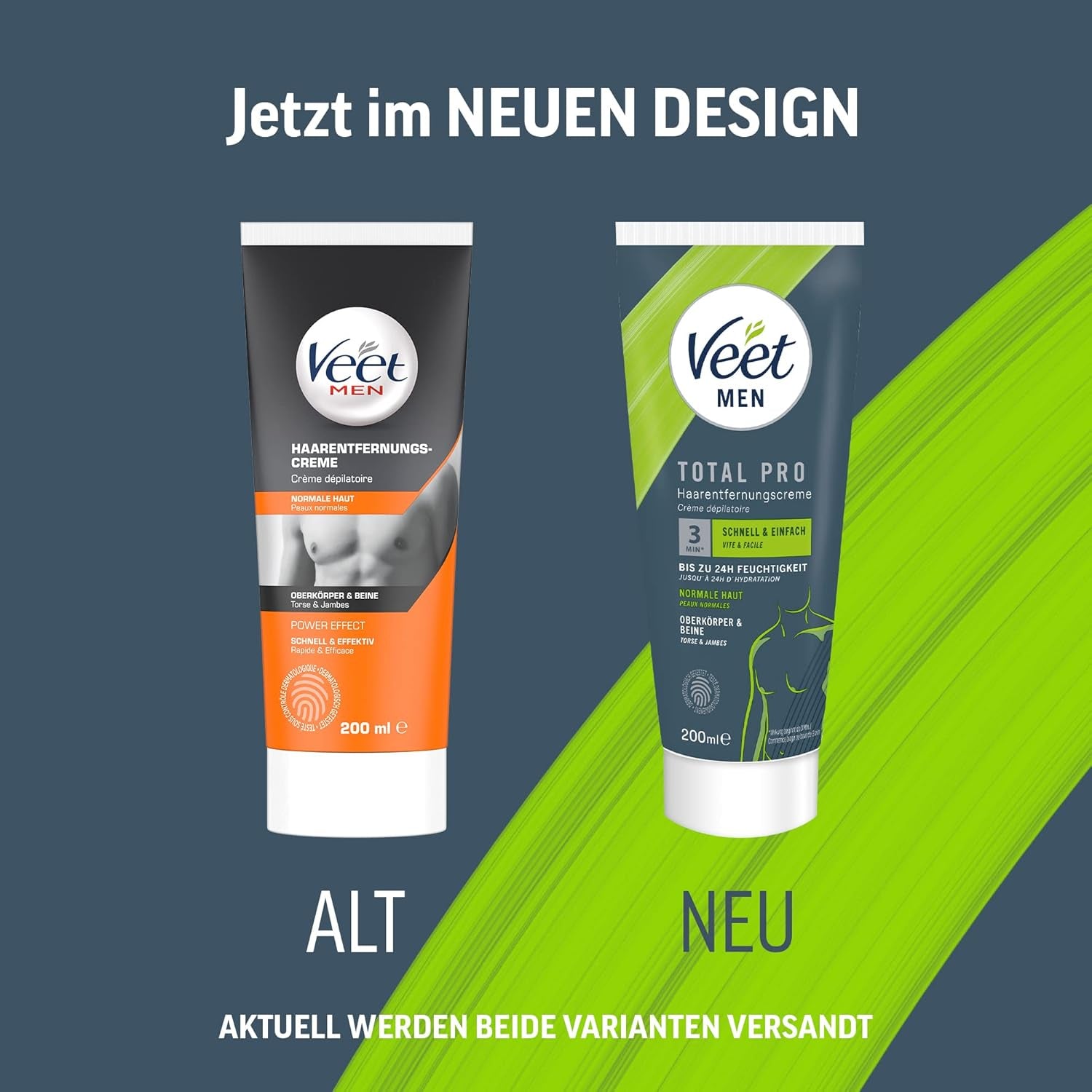 Veet Men Haarentfernungscreme Für Oberkörper & Beine - Enthaarungscreme Für Männer, Haarentfernung in 5-10 Minuten - 4 X 200 Ml Tube & Spatel