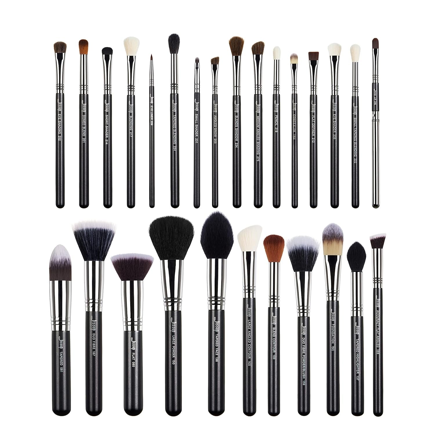 Jessup Abgewinkeltes Eyeliner Pinsel Set, 3-Teilig Pro Precision Eyelinerpinsel Fein Geflügelte Ultradünne Schräge Gel Makeup Pinsel Für Flüssigen Eyeliner Schwarz T345