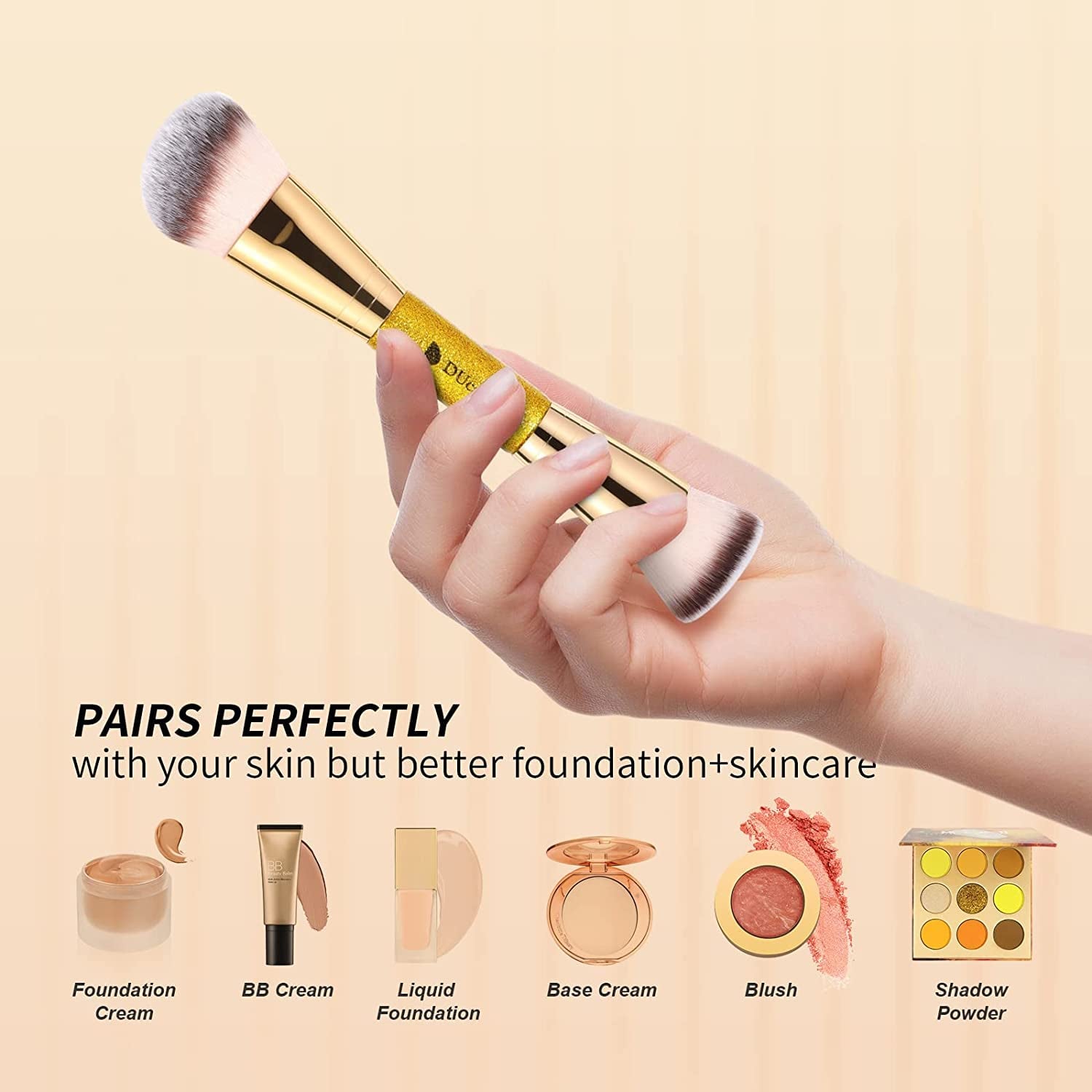 Ducare Foundation Pinsel - Kontur Bronzer Makeup Pinsel Make up Pinsel Beidseitig Für Blending Liquid Powder Concealer Creme Kosmetik Blush Buffe