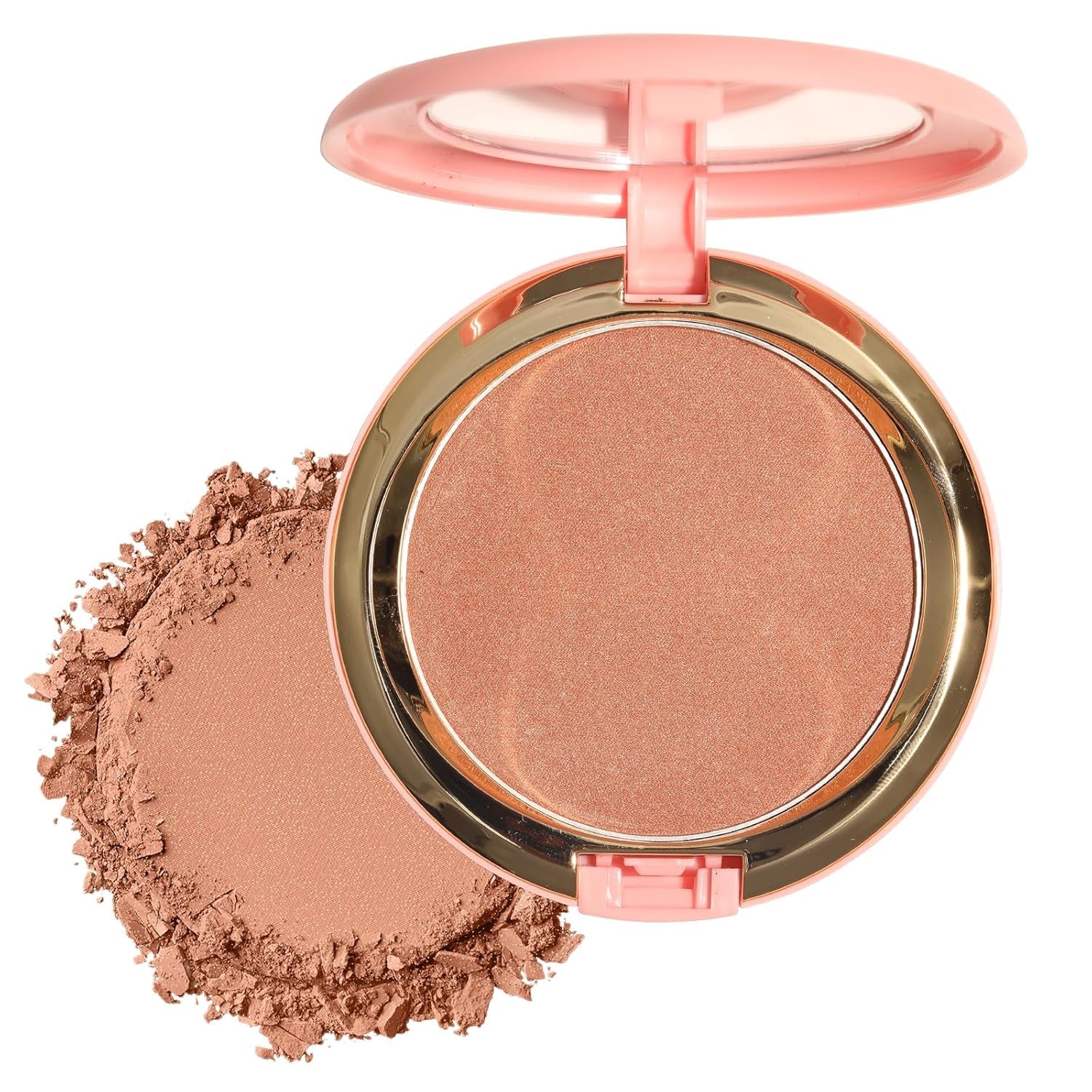 Beauty Searcher Schimmernder Bronzer Puder, Natürliches Sonnengeküsstes Finish, Kontur Highlighter Bronzer Blush Puder, Soft Touch Textur, Vegane Formel Gesichts Makeup Kompakt (Sunset Bronzer)
