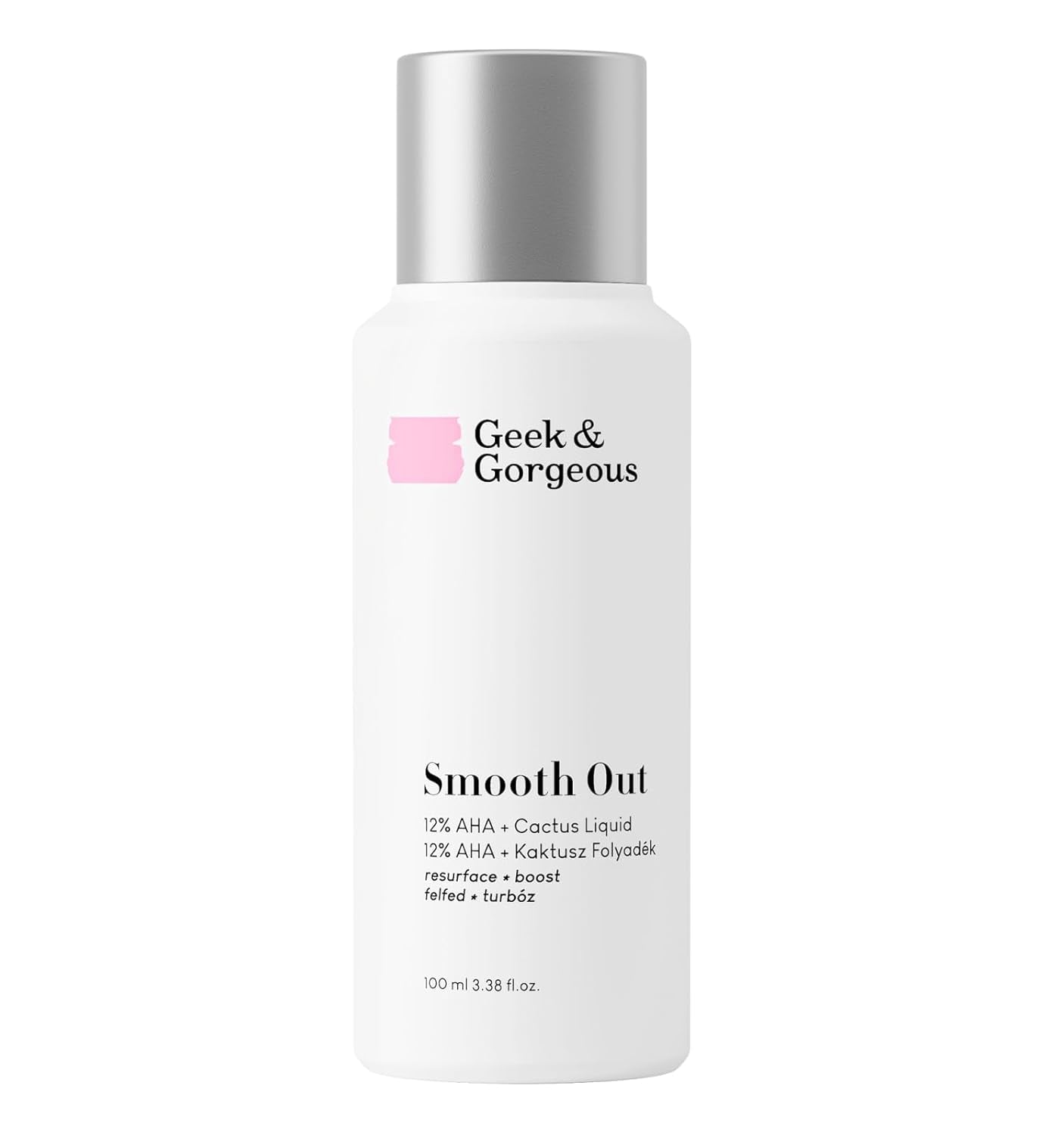 Geek & Gorgeous SMOOTH OUT - Gesichtspeeling Mit 12% AHA Und Beruhigendem Feigenkaktus Extrakt - Für Normale, Trockene, Fettige Und Mischhaut - 100 Ml Flasche
