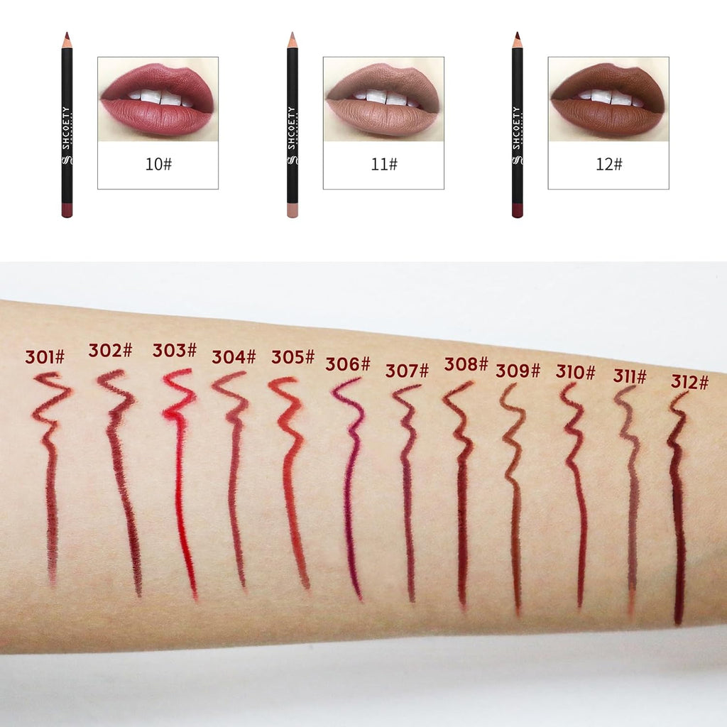 Mrettick 12 Farben Matte Lip Liner Stifte Set, Creme Glide Lip Liner Natürliche Lippen Make-Up Weiche Stifte Lippenstift Set, Feuchtigkeitsspendend, Langanhaltend, Nicht Haftend